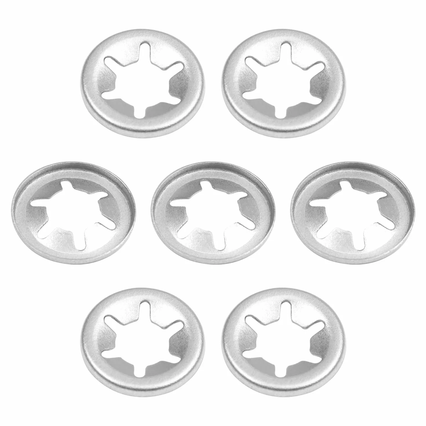 Othmro Starlock podkładka 7 mm średnica wewnętrzna 15 mm średnica zewnętrzna, wciskane podkładki blokujące klipsy zapięcie ze stali nierdzewnej 100 szt