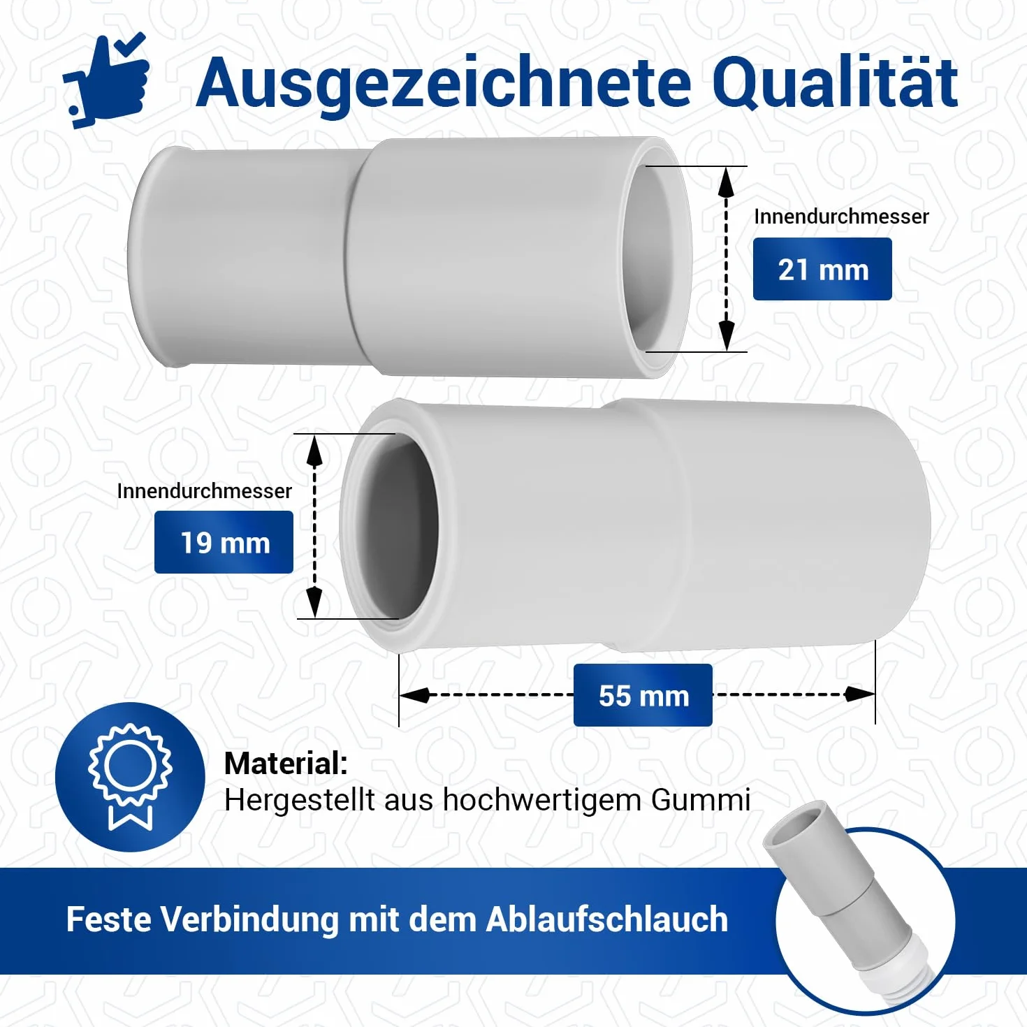 Łącznik węża odpływowego do pralki/zmywarki 2 szt 19-21mm