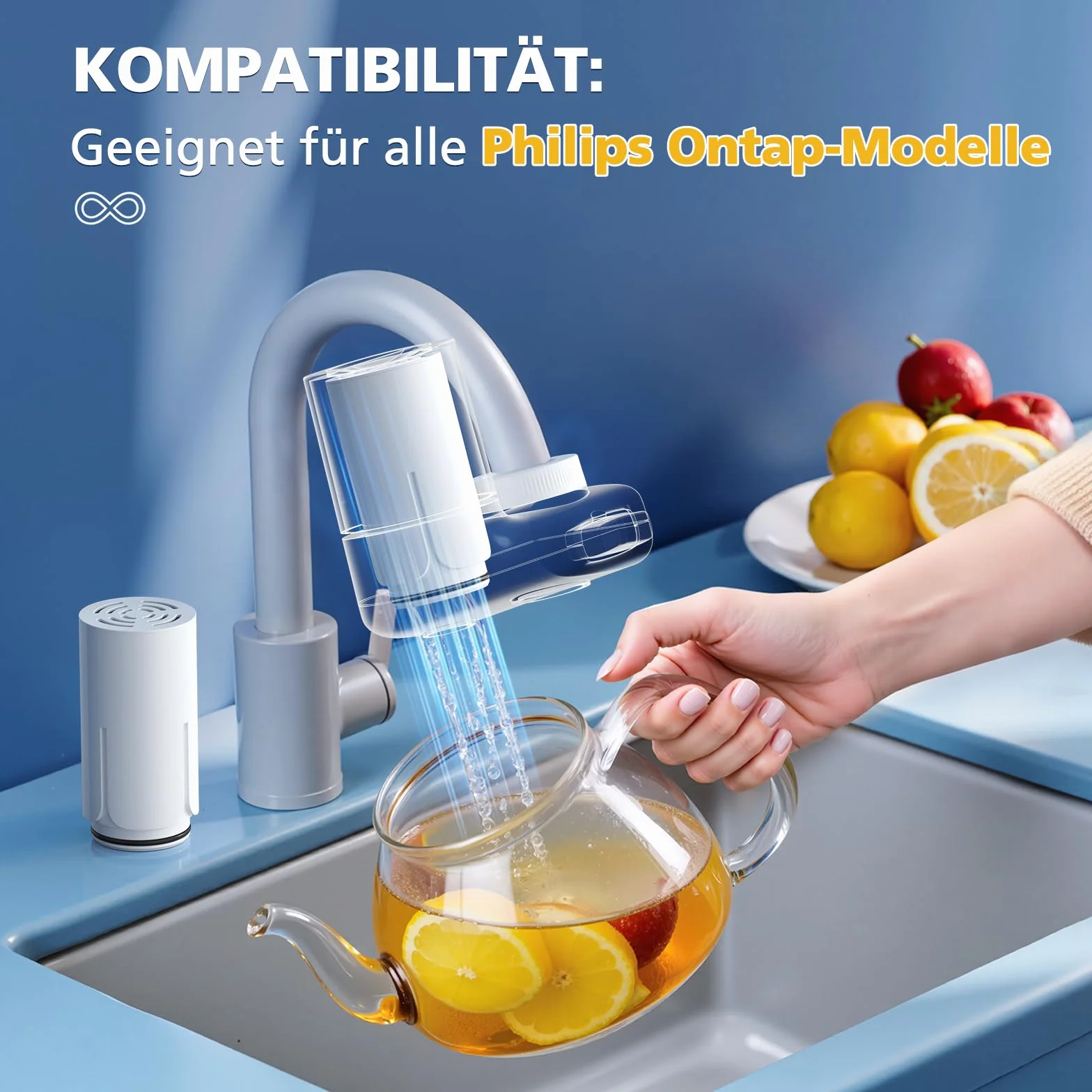4 sztuki filtrów do wody dla Philips AWP305/10 X-Guard, filtr wody na kran Water Ontap, wkład filtra na AWP305/10, pojemność filtracji 1000 L
