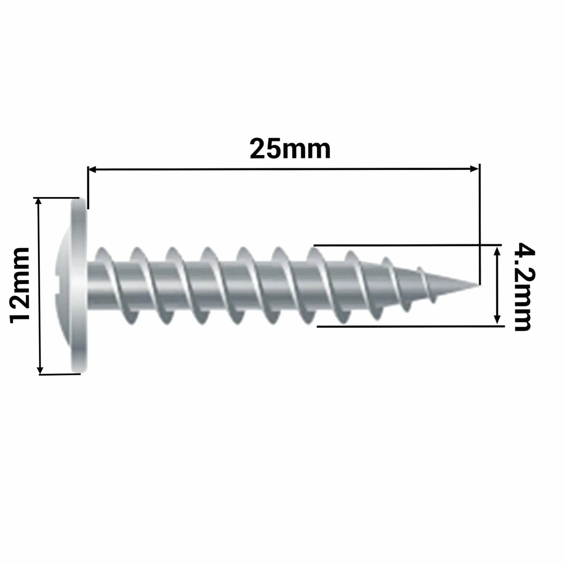 SKIR'CO (50 szt.) Malowane wkręty samogwintujące do drewna 4,2 x 25 mm, wkręt metalowy, łeb kratownicowy o zmodyfikowanym PH (czysta biel RAL 9010)