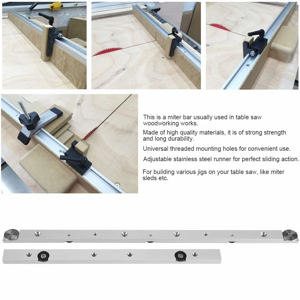 Pręt ukośny ze stopu aluminium Mitre Bar Guage Bar Slider Stół Piła miernik Pręt Drewniany Narzędzie do obróbki stolarskiej (450 mm)