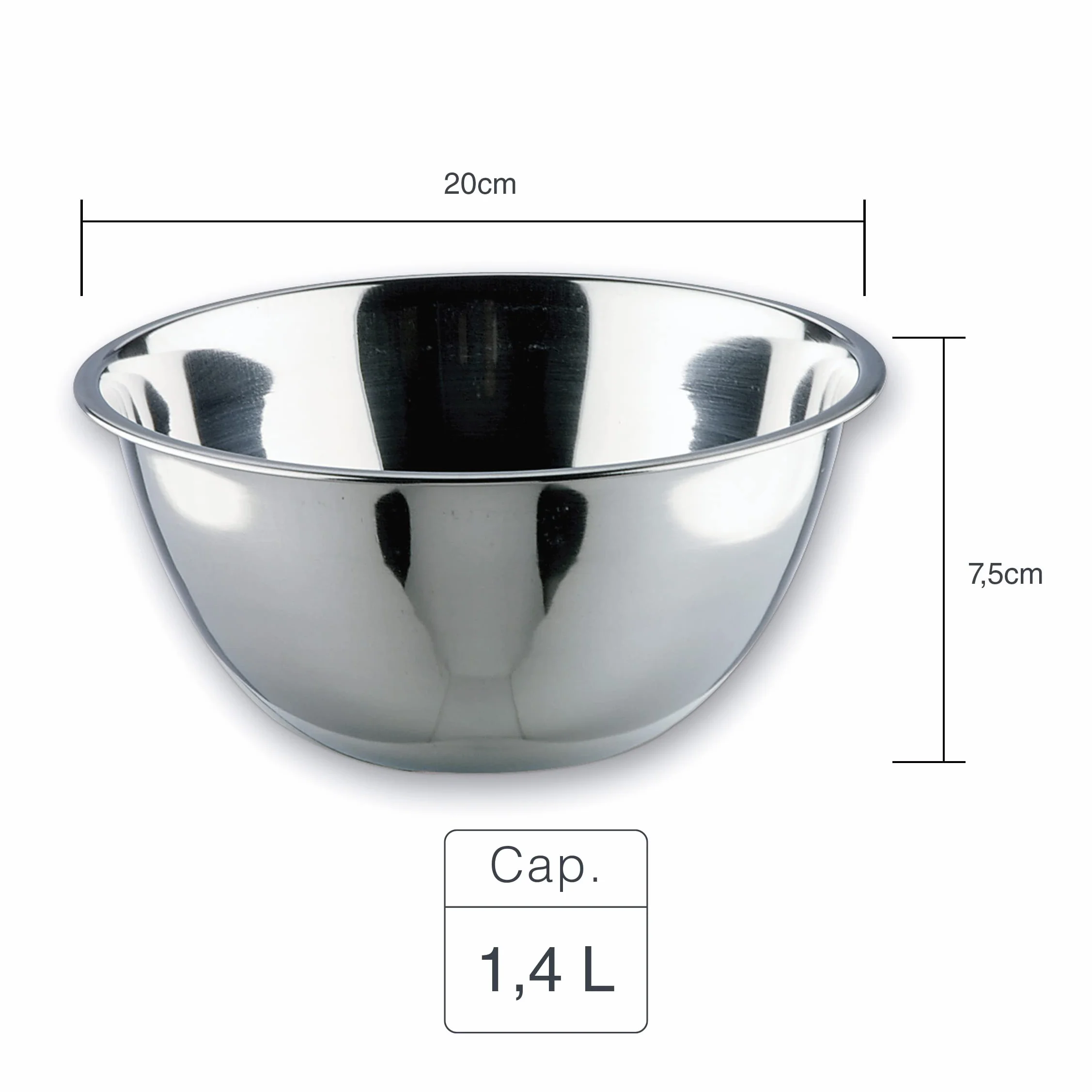 Lacor - 14019 - GARINOX stożkowa miska, miska na karmę, salaterka, pojemnik na żywność, stal nierdzewna, 20 cm, pojemność: 1,4 l, kolor srebrny