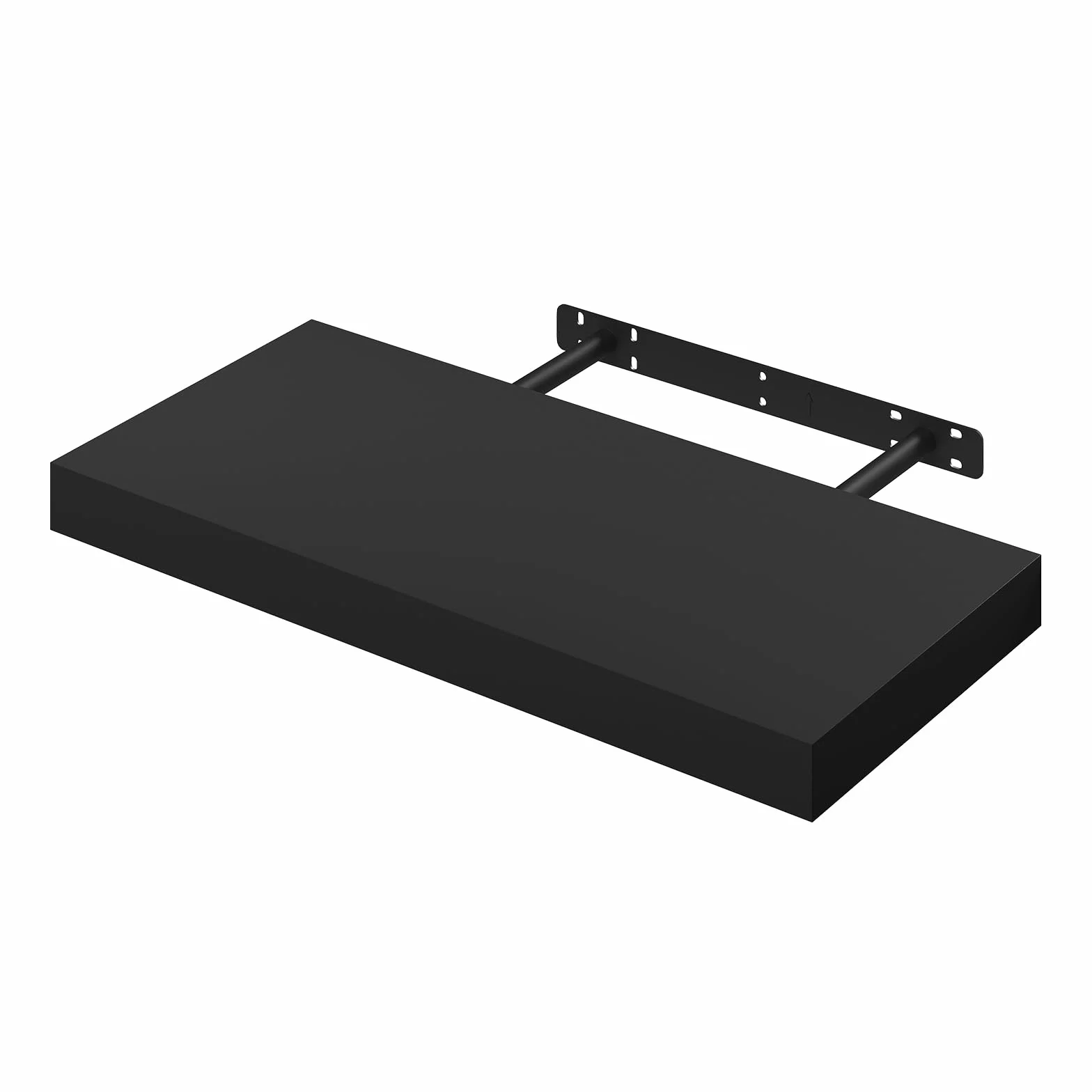 WOLTU RG9368sz Regał ścienny na płyty CD, DVD, książki, regał samowiszący, drewniany, 50 x 22,9 x 3,8 cm, czarny, do biura, salonu, sypialni, kuchni