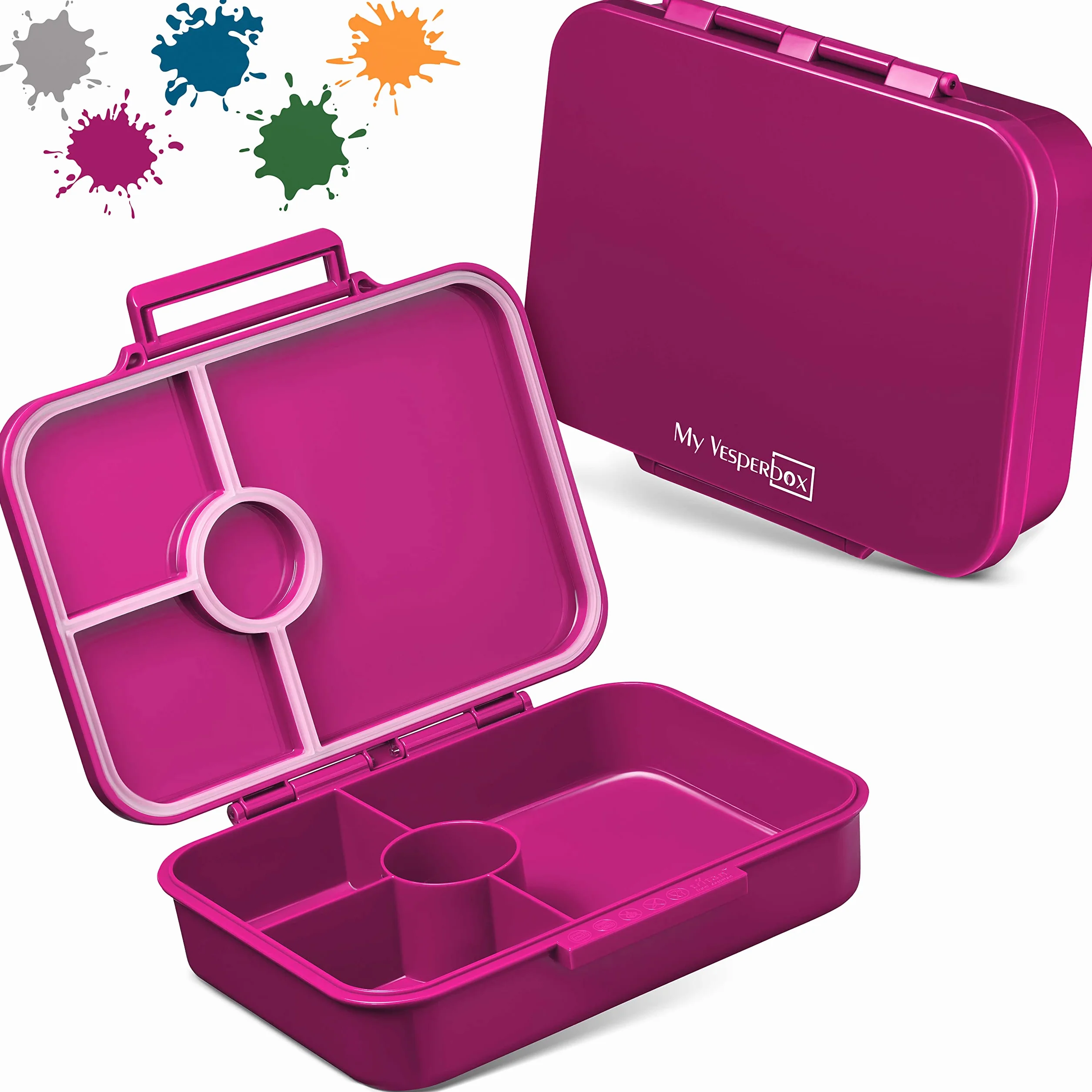 My Vesperbox Bia - Bento Box dla dzieci - nowość - wzmocnione zamknięcia - szczelne i wolne od BPA - bardzo wytrzymałe - pudełko na lunch - idealne do przedszkola i szkoły (fioletowe)