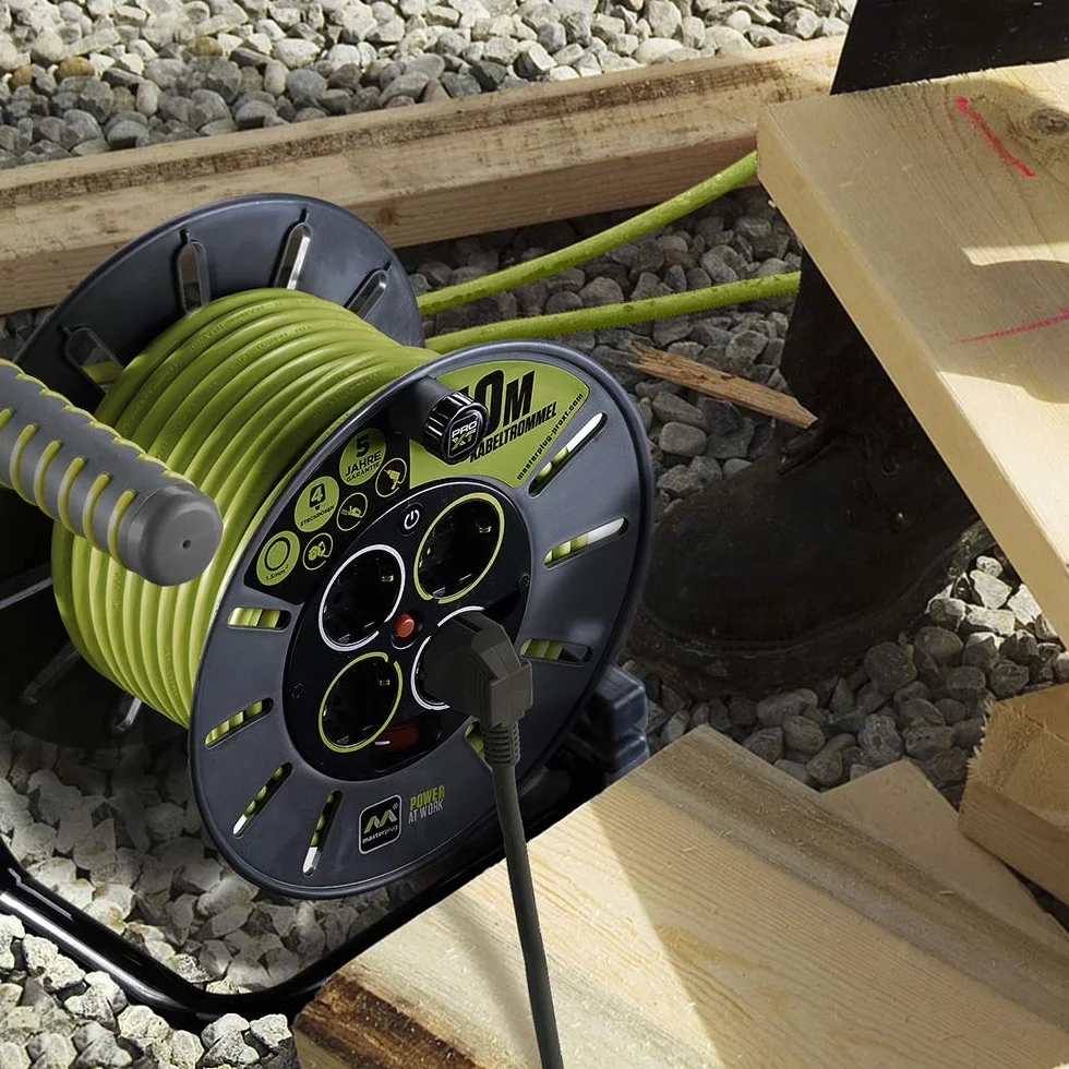 Masterplug OME25164SL-PX Rewind Cord, 3000 W, 250 V, szary/zielony pistacjowy
