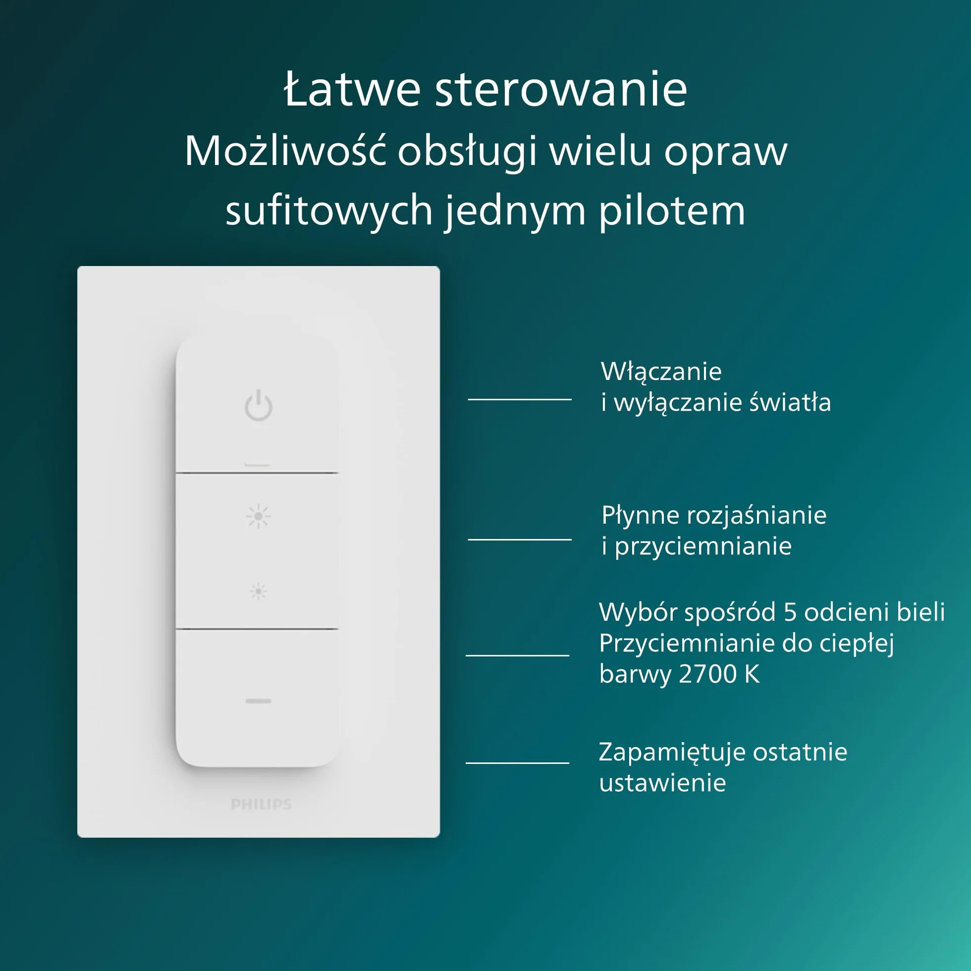 Philips Superslim — oprawa sufitowa z pilotem, 5 gotowych scen świetlnych, płynne przyciemnianie do 1%, łatwe sterowanie, prosty montaż, smukła konstrukcja, 22 W, okrągła, biała
