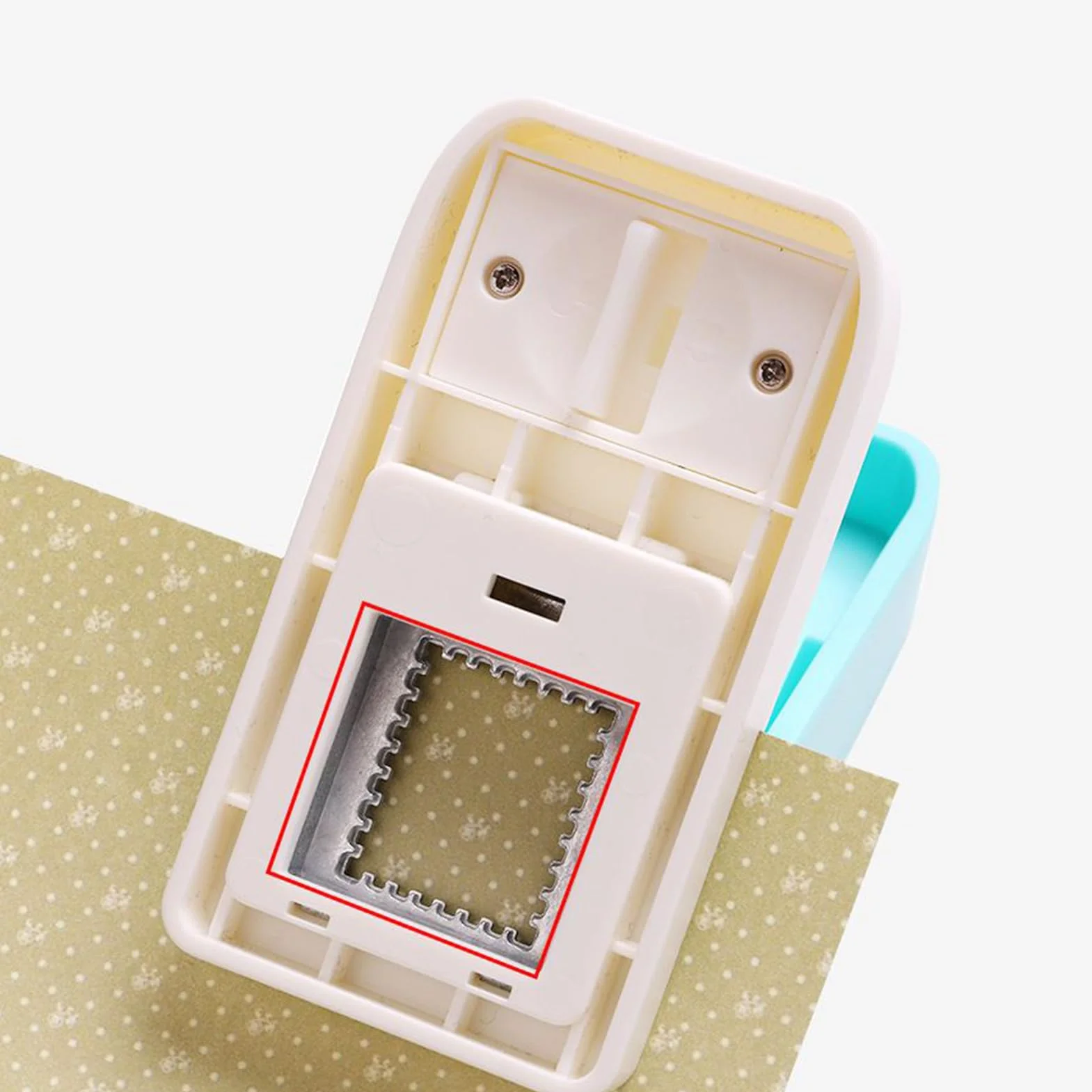 Portable Stamp Puncher, Square Rectangle Lever Action DIY, Postage Stamp Shaped Paper Punch for Scrapbooking, Card Making, Journal Album, Photo Arts Crafts at Home, Office, School