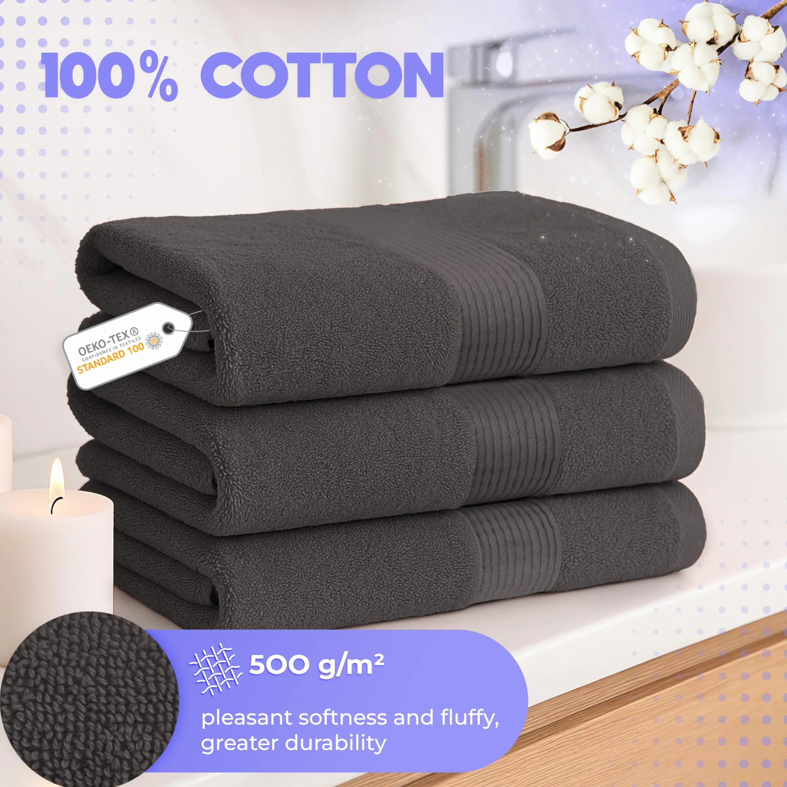 Zestaw ręczników Cloud Pillow 50x100 cm – 4 sztuki, 100% bawełny – miękkie, chłonne i wytrzymałe ręczniki frotte – z certyfikatem Oeko-Tex – idealne do hotelu, spa i dla gości