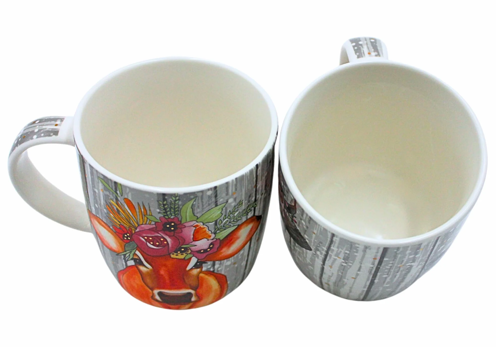 Dekohelden24 Zestaw 2 kubków do kawy filiżanka do kawy z porcelany - motyw: krowa z nakryciem głowy - wymiary wys./Ø: 12 x 9 cm, pojemność 300 ml,