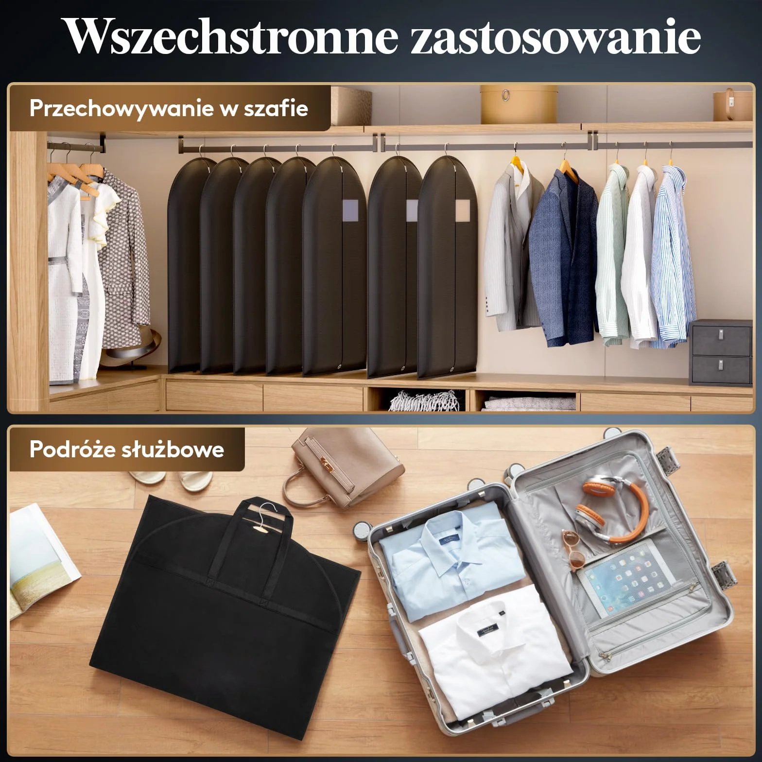 Lifewit Pokrowiec na Ubrania z 1 Workiem na Buty, Trwały Wodoodporny Pokrowiec Wiszący, Składane Etui do Przechowywania Odzieży do Szafy i Podróży, 100 x 60 cm, Zestaw 3 Sztuk
