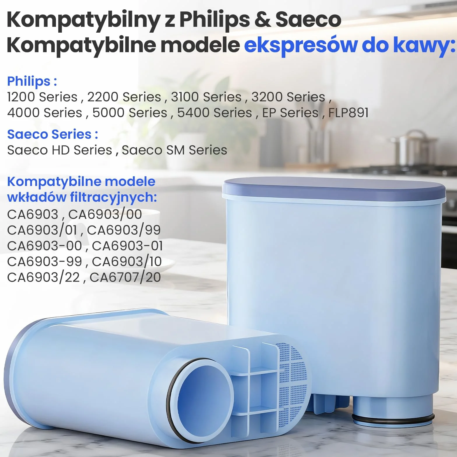 Filtr do wody do Philips AquaClean CA6903/10 CA6903/22-6 sztuki wkładu filtrującego kompatybilny z ekspresem do kawy Saeco Philips LatteGo – nie zawiera BPA, wapnia, poprawia smak (6)