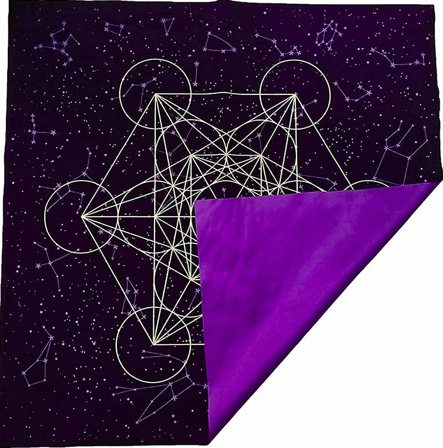 Namvo Karta tarota ołtar obrus - nadruk fioletowy aksamit święty geometria sześcienna kryształowa siatka dla entuzjastów tarota ślub (61 * 61 cm)