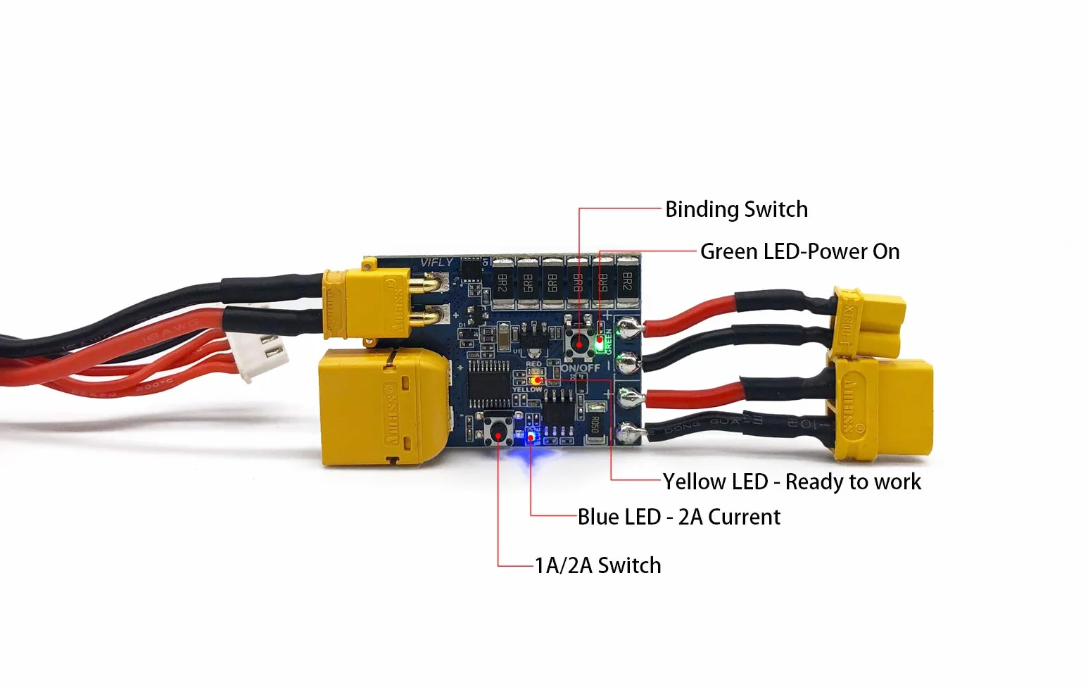 VIFLY ShortSaver V2 inteligentny ogranicznik dymu elektroniczny bezpiecznik do wykrywania i zapobiegania zwarciom i przeciążeniu, przełącznik zasilania do wiązania odbiornika XT30 XT60 dostępny