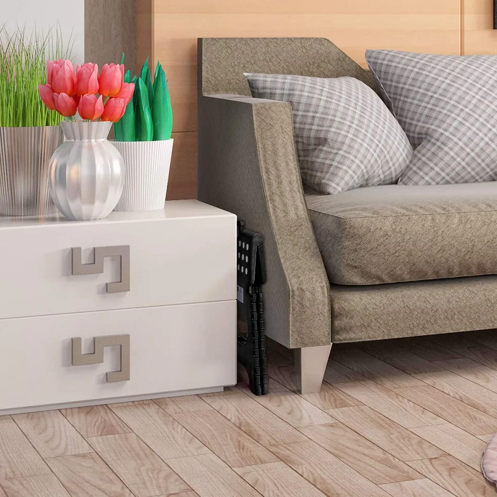 HOUSE DAY Stołek składany z tworzywa sztucznego 28 cm czarny antypoślizgowy nośność 136 kg
