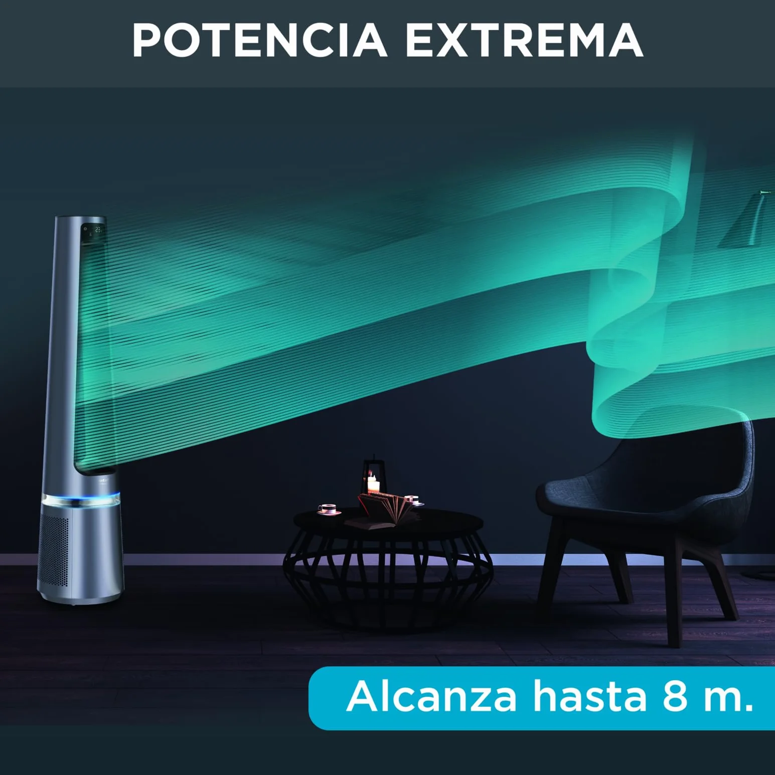 Rowenta Eclipse 2 w 1 Wentylator oczyszczający, wentylator i filtr powietrza, drobne cząstki, 32 dB (A), mocny, oscylacja, 12 prędkości, timer, opóźniony start QU5030F0