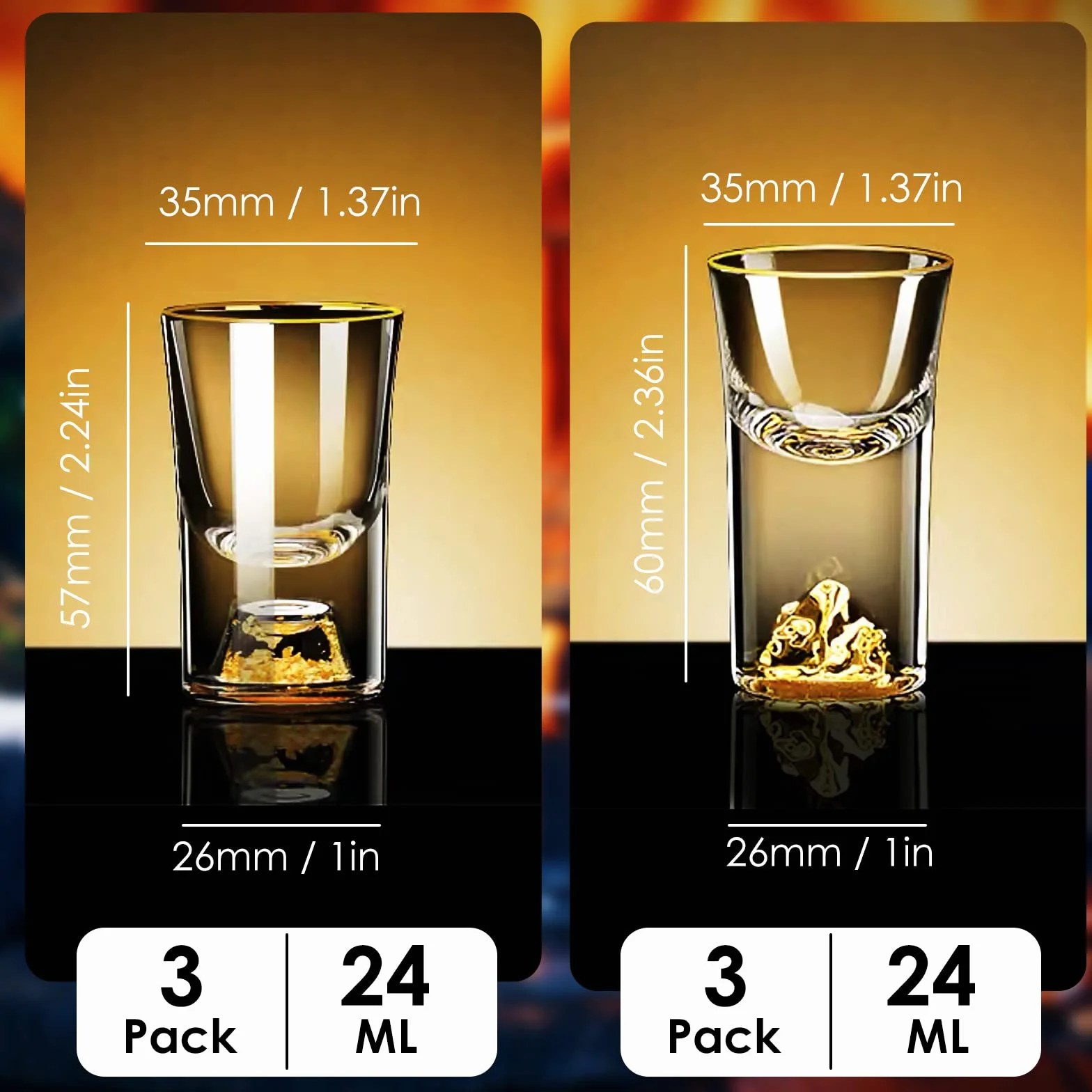 Zestaw 6 kreatywnych kieliszków do mocnych alkoholi, kieliszki do shotów, kieliszki do wódki z złotym tłoczeniem i złotą folią na dnie, idealne na imprezę, idealne do grappy, koniaku, wódki
