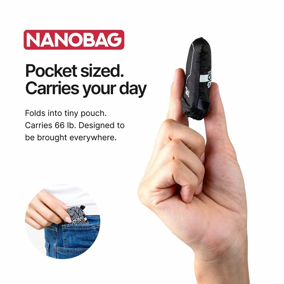 Nanobag Sling – ultralekka torba crossbody dla kobiet i mężczyzn, pakowalna torba na artykuły spożywcze, torba podróżna i na zakupy do codziennego użytku
