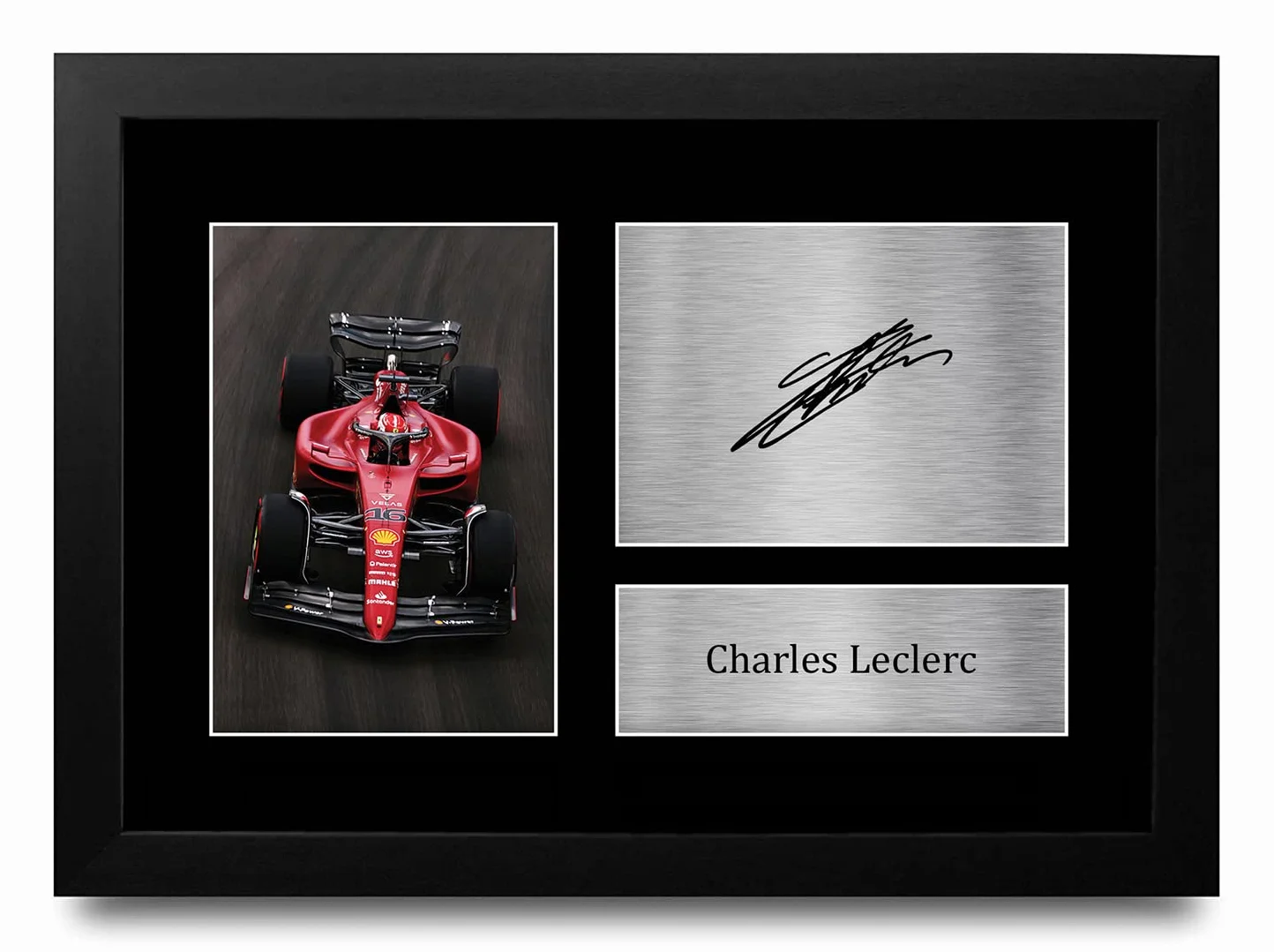 HWC Trading FR A4 Charles Leclerc Formula 1 Prezenty Z Nadrukiem Podpisane Zdjęcie Z Autografem Dla Fanów Wyścigów F1 Formuły 1 - A4 Framed