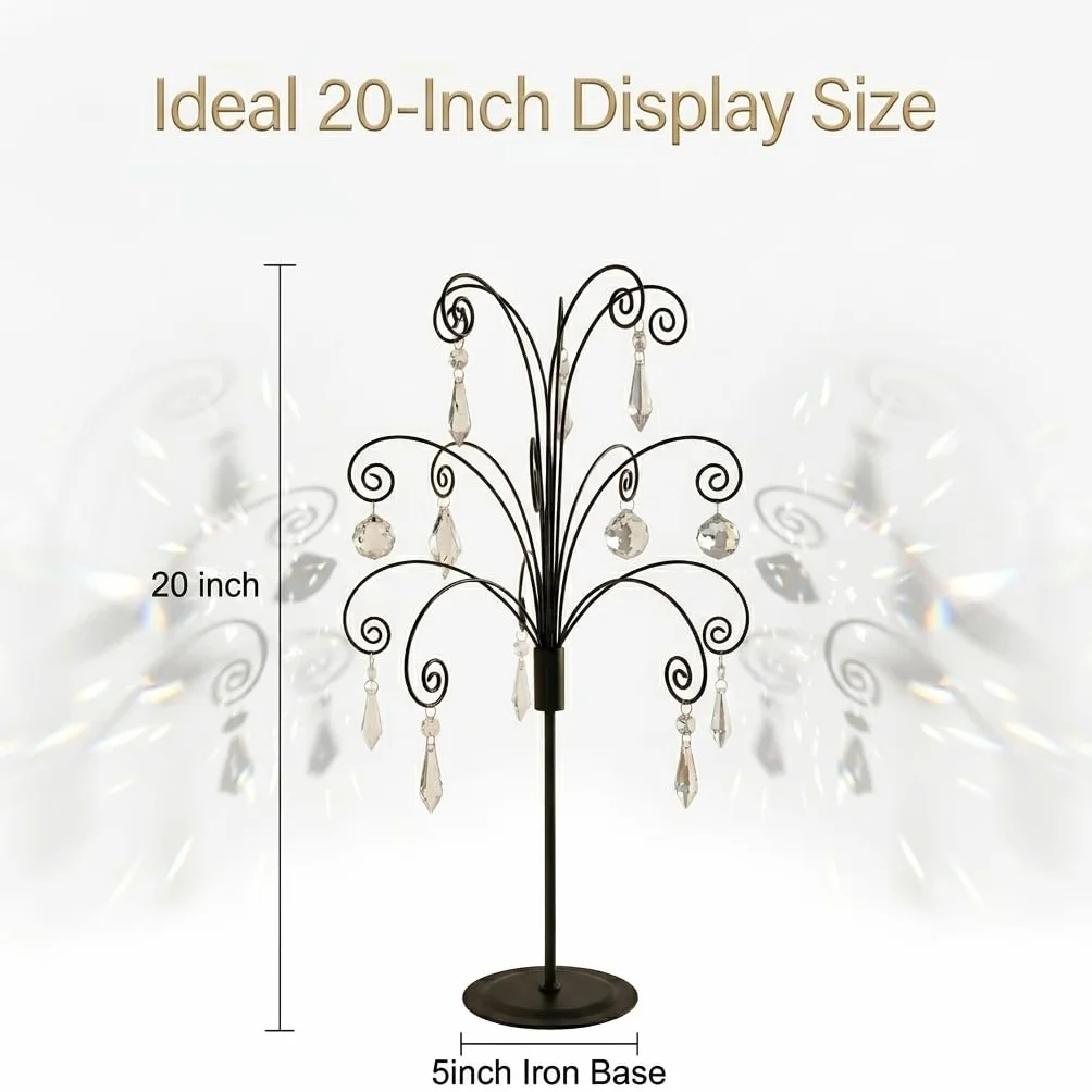 HOHIYA Ozdoba drzewo stojak stojak wieszak 50 cm hak druciany wiszący metal na Boże Narodzenie Swarovski kryształowe szkło dekoracje prezent Tajwan wykonany czarny