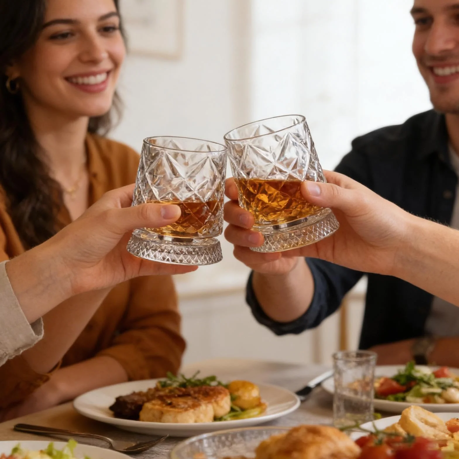 Obrotowe szklanki do whisky, z podstawką, staromodny, obrotowy kubek do picia, koktajl burbonowy, kubek do kawy, dla mężczyzn, dziadka, męża, syna, rodziny, przyjaciół, domu, baru