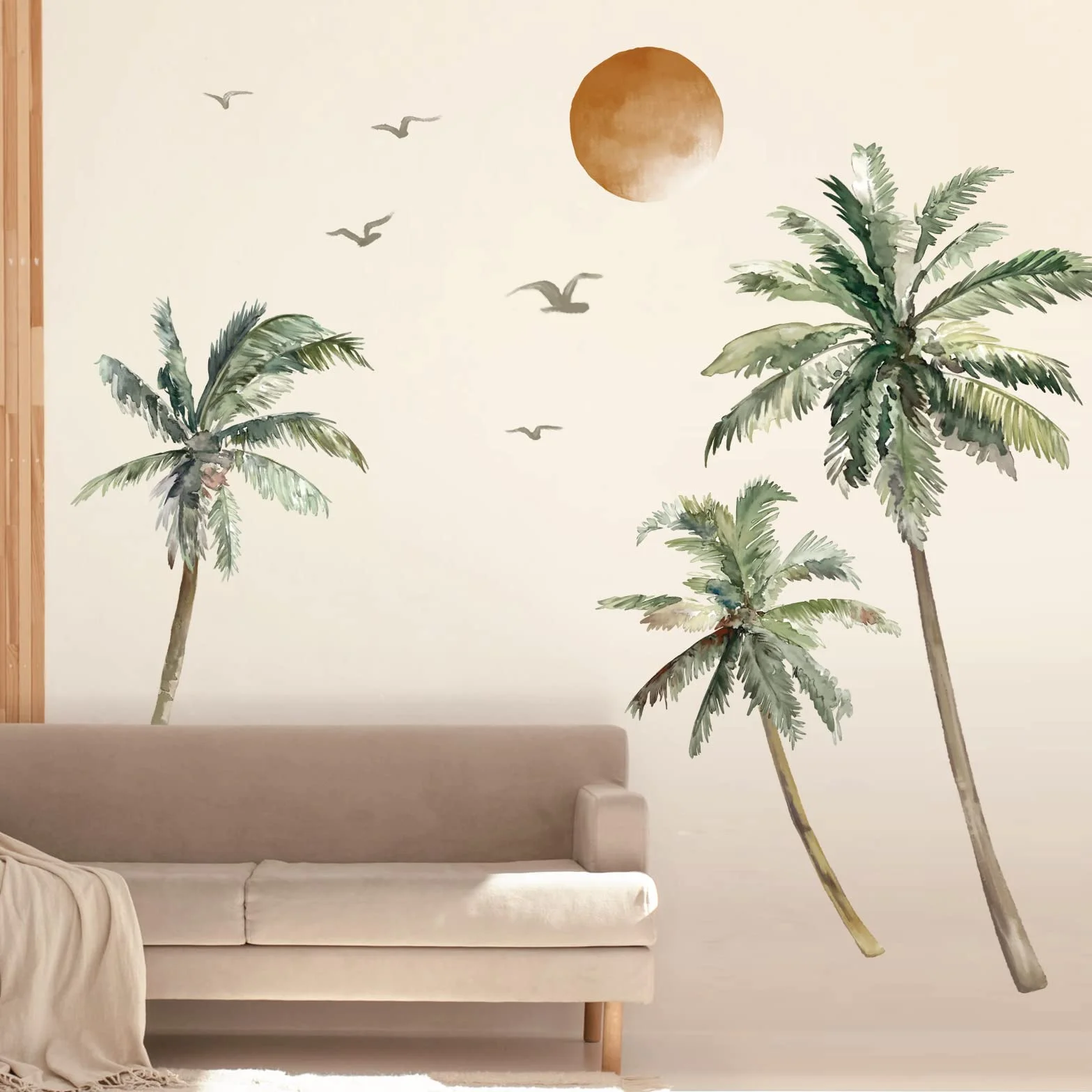 wondever Boho palma naklejki ścienne duże tropikalne drzewo zachód słońca odklej i naklej naklejki ścienne do salonu sypialni tło telewizora (H: 162 cm)