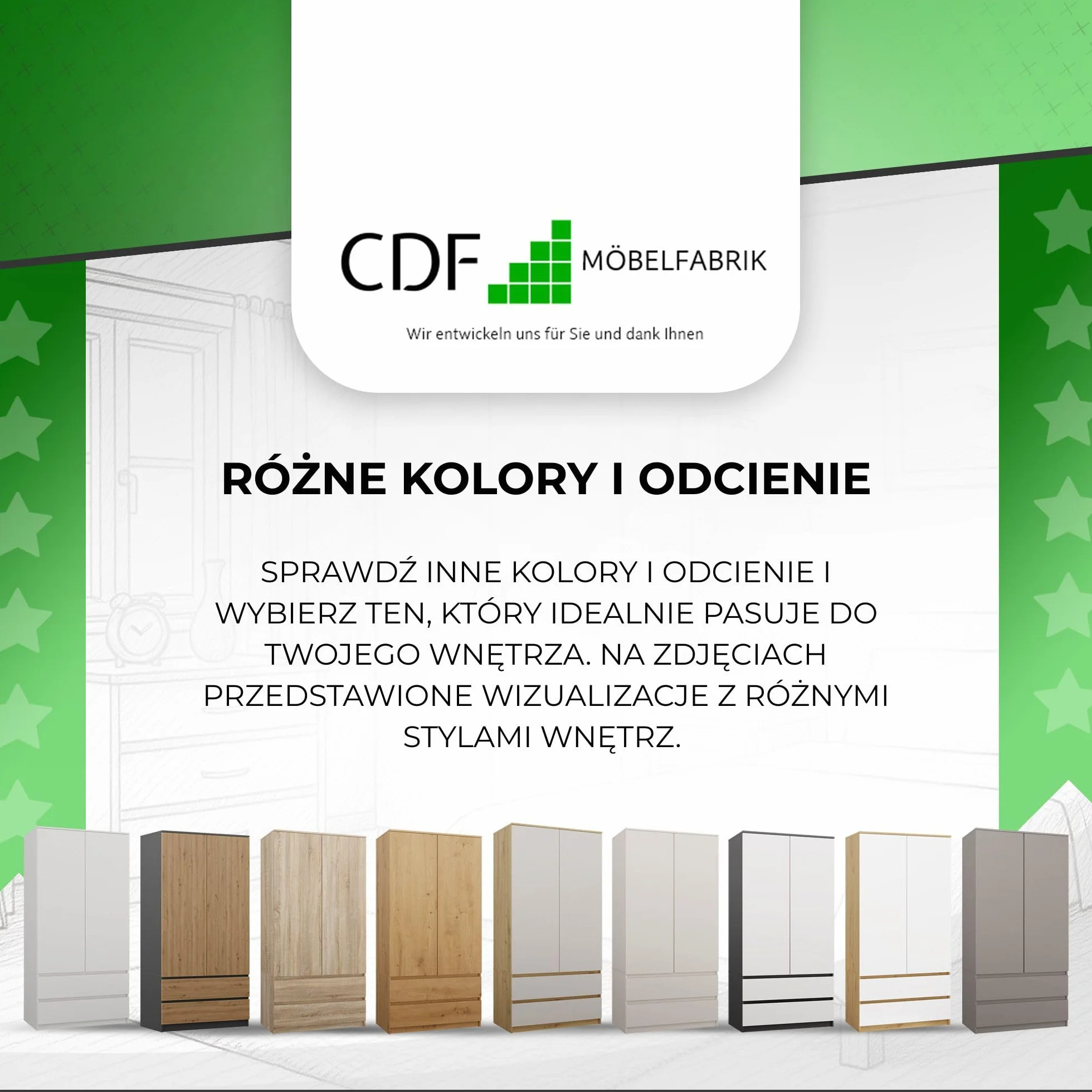 CDF Nowoczesna Szafa do Garderoby 90cm Dwudrzwiowa z 2 Szufladami System TIP-ON Bezuchwytowa Szafka do Sypialni Biura i Przedpokoju Pakowna Konstrukcja Meble - Biel Mat