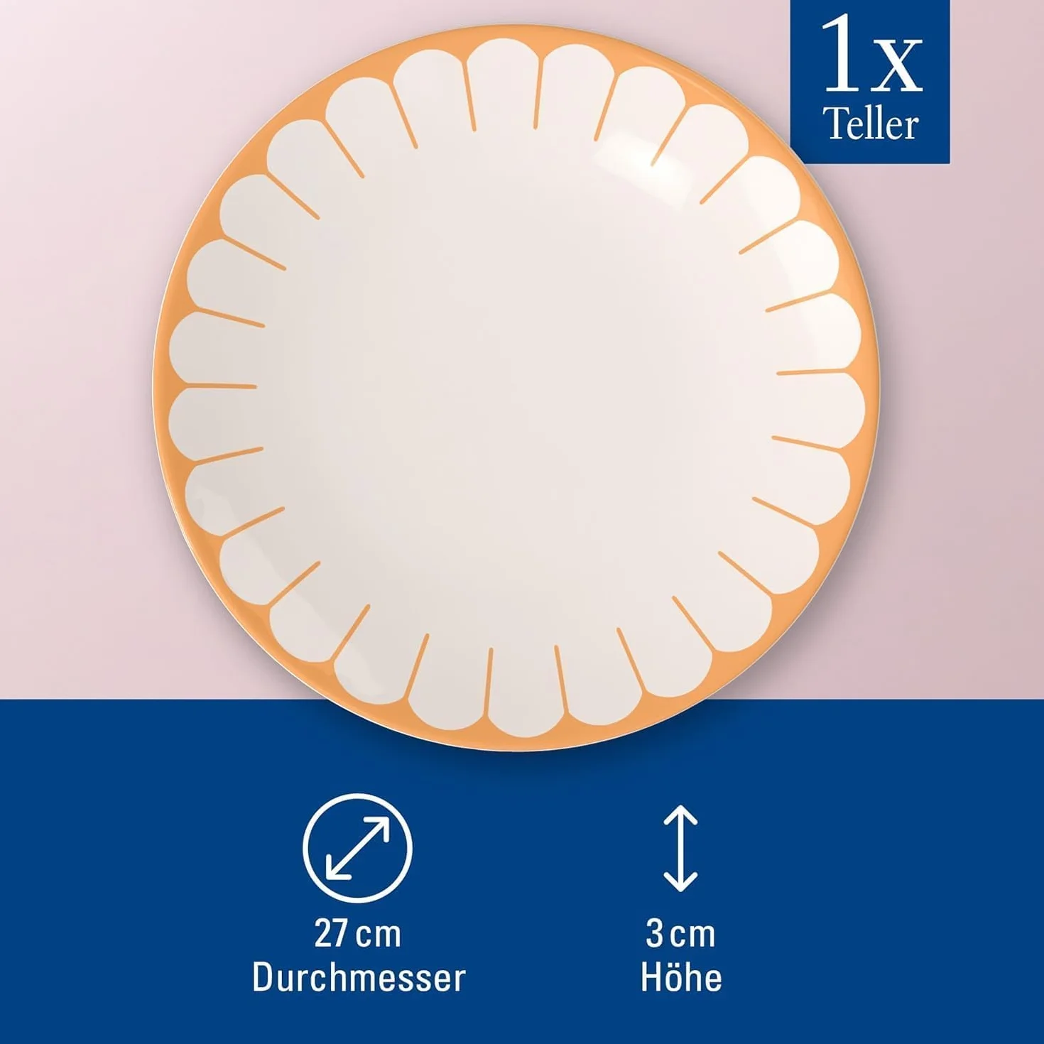 Villeroy & Boch Talerz obiadowy Fleur Soleil, żółty, nadaje się do mycia w zmywarce, nadaje się do kuchenki mikrofalowej, duży talerz, naczynia ceramiczne, możliwość układania w stos, pomarańczowy