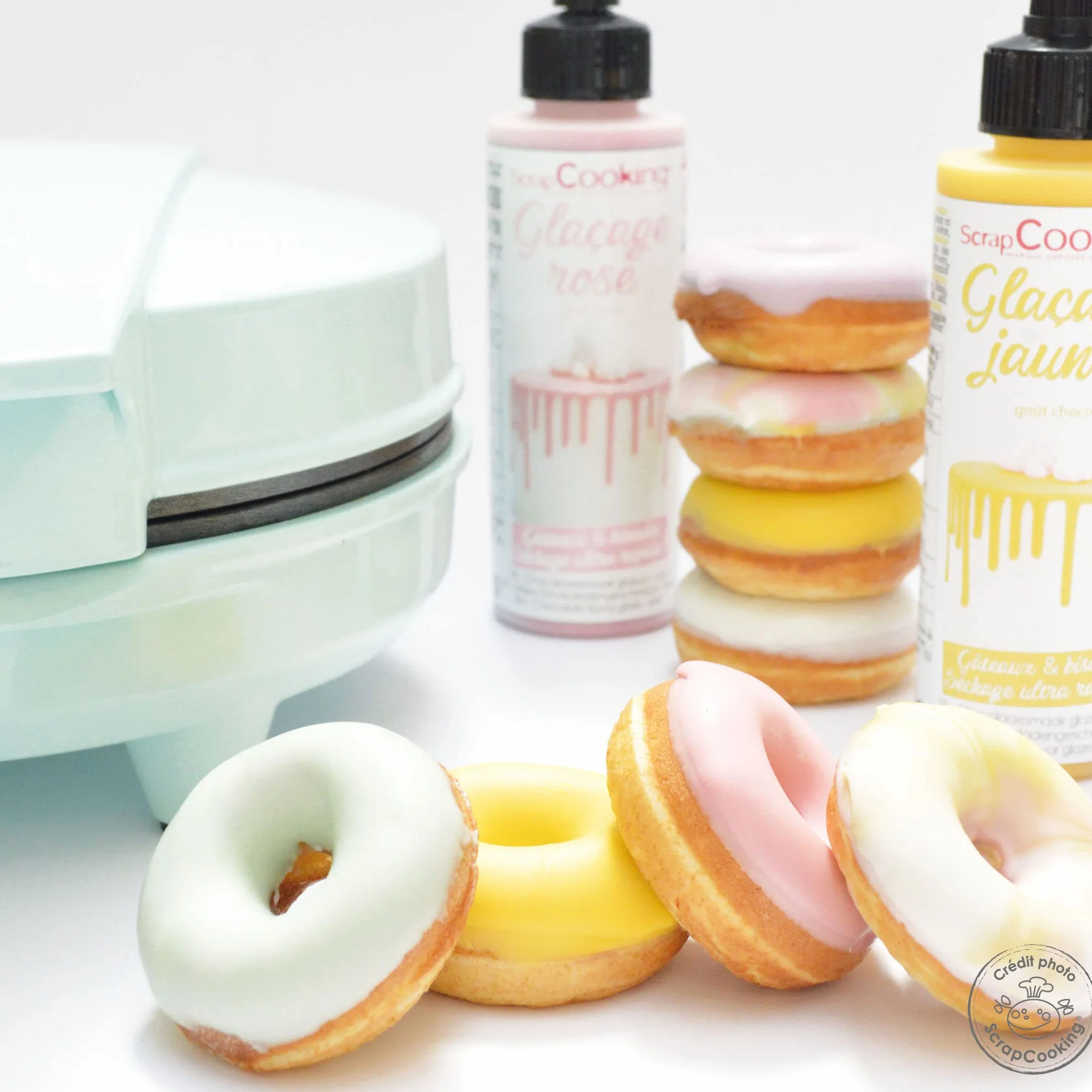 ScrapCooking Fabryka Mini Donuts - Maszyna do małych pączków i pączków - z nieprzywierającą płytą grzewczą - pomysł na prezent do pieczenia - z przepisami - zieleń wodna - 3887