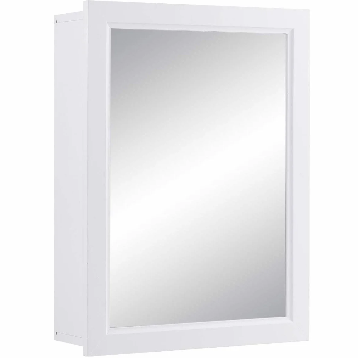 GIANTEX Szafka łazienkowa z lustrem, szafka wisząca z lustrem, szafka łazienkowa z półką z regulacją wysokości, lustro łazienkowe, szafka ścienna, szafka na kosmetyki z drewna, 50 x 16 x 66 cm (biała)