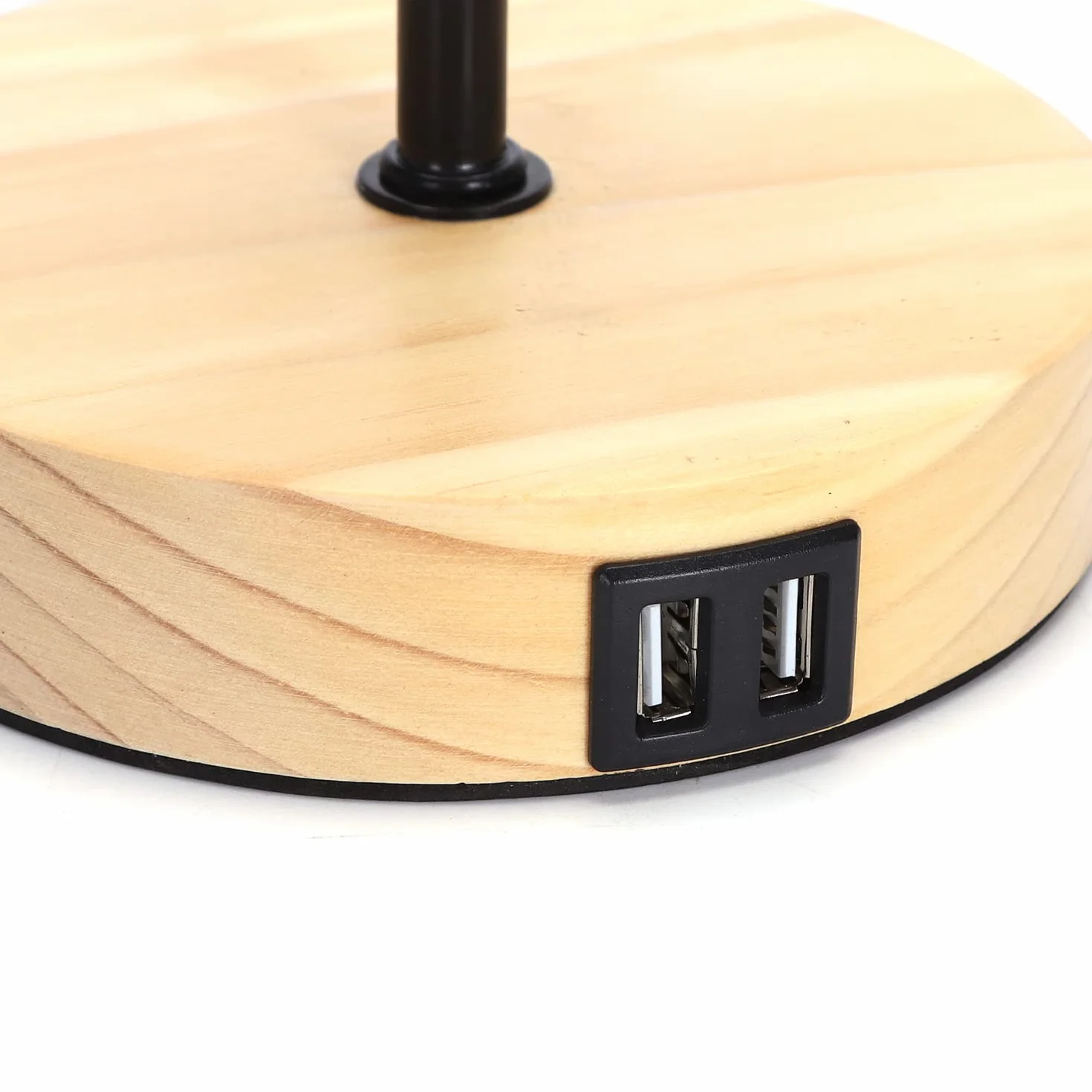 Lampa stołowa Aigostar z 2 portami ładowania USB, lampka nocna z włącznikiem pociąganym, drewniana podstawa, zabytkowa lampa biurkowa do salonu, sypialni, biura