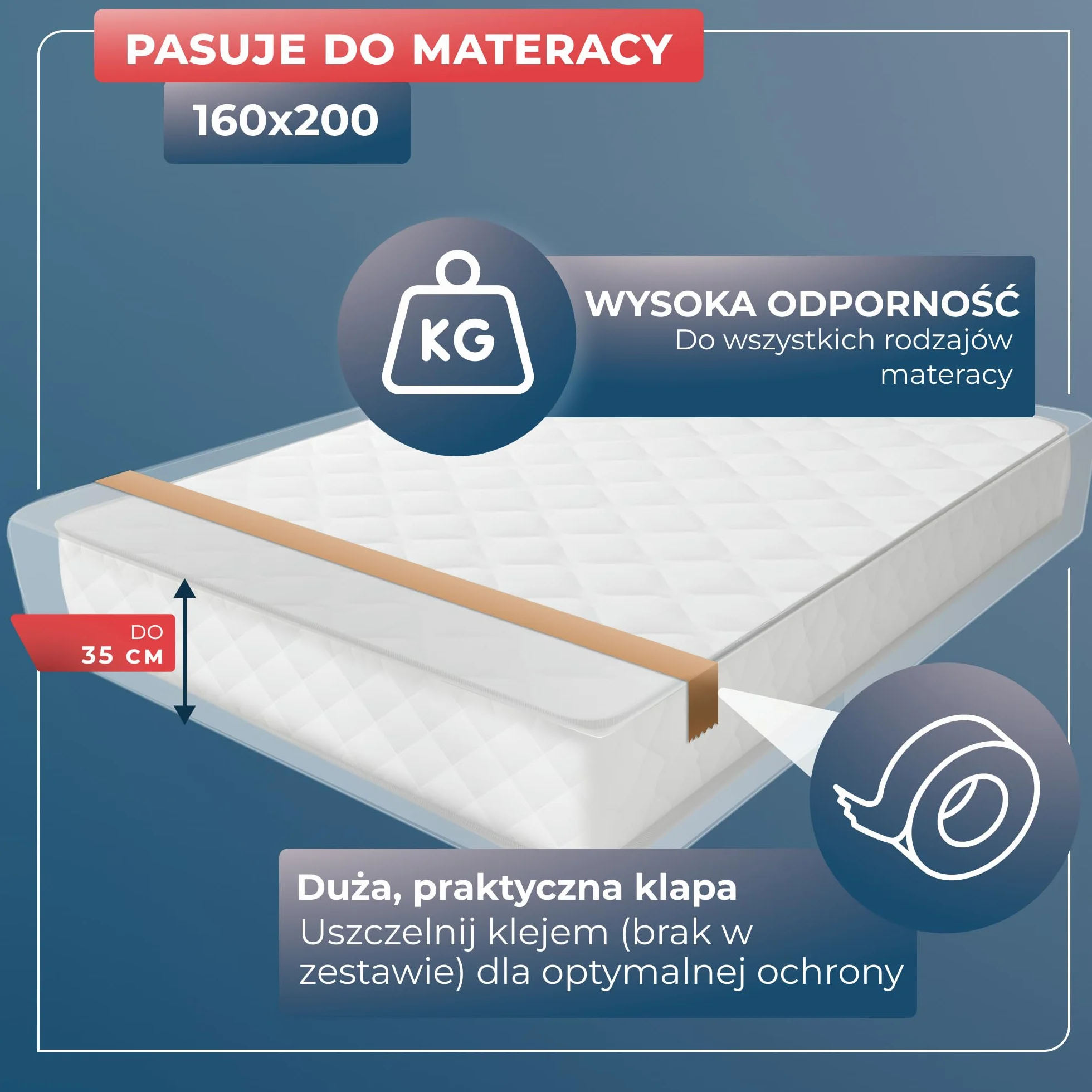 Plastikowy Pokrowiec Ochronny na Materac 160 x 200 cm 2 szt. WRAPPYBAG
