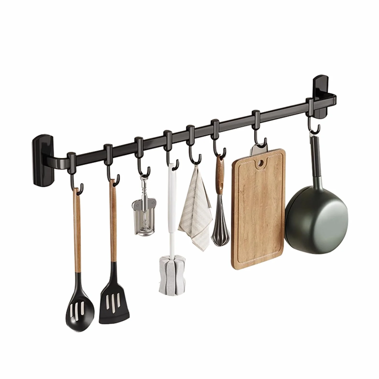 Uchwyt na przybory ścienne haczyki kuchenne stojak z szyną na przybory - haczyki kuchenne na przybory kuchenne haczyki do montażu na ścianie organizer z haczykami