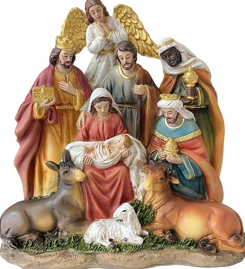 FADEDA Święta Rodzina, Blok szopkowy/Wysokość: 15 cm/ręcznie malowane/szczegółowe figurki szopkowe - Świąteczna dekoracja stołowa Akcesoria do szopki