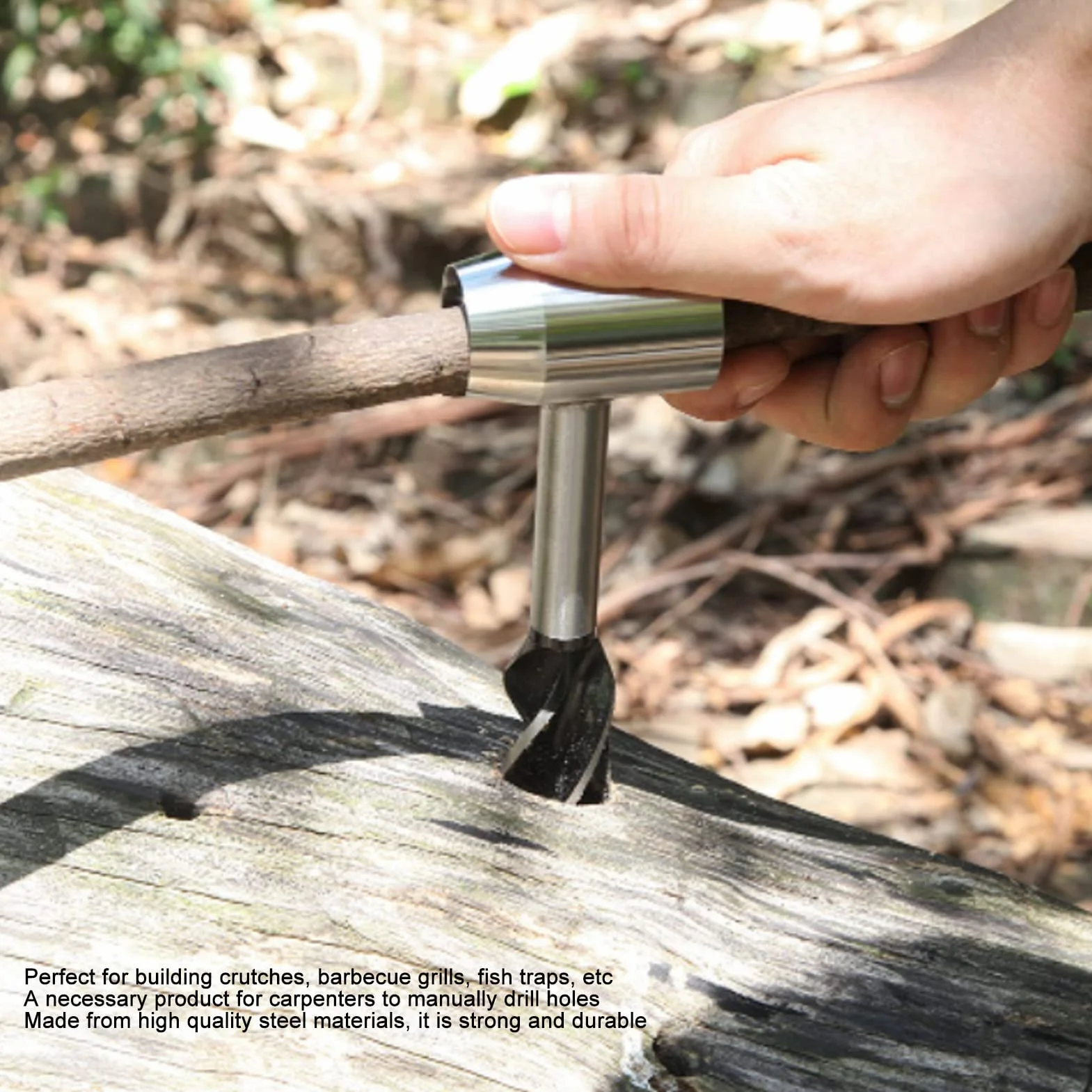 Bushcraft świder Ręczny Survival Settlers Narzędzie Stal Szybkotnąca Ręczny Klucz ślimakowy do Drewna Wiertło ślimakowe do Obróbki Drewna na Zewnątrz Camping Czarny