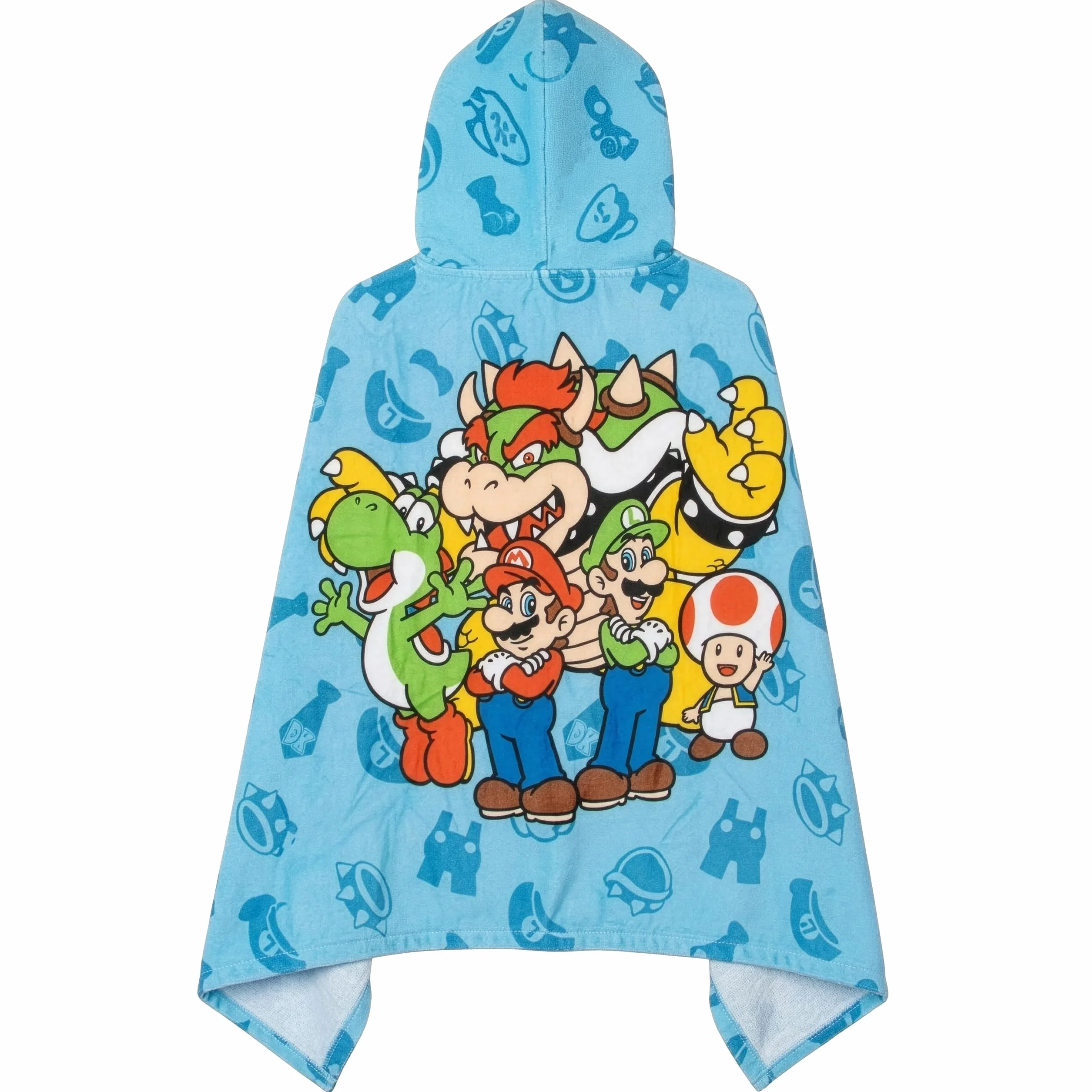 Super Mario Ręcznik Plażowy Dla Chłopców Z Kapturem, Niebieski One Size