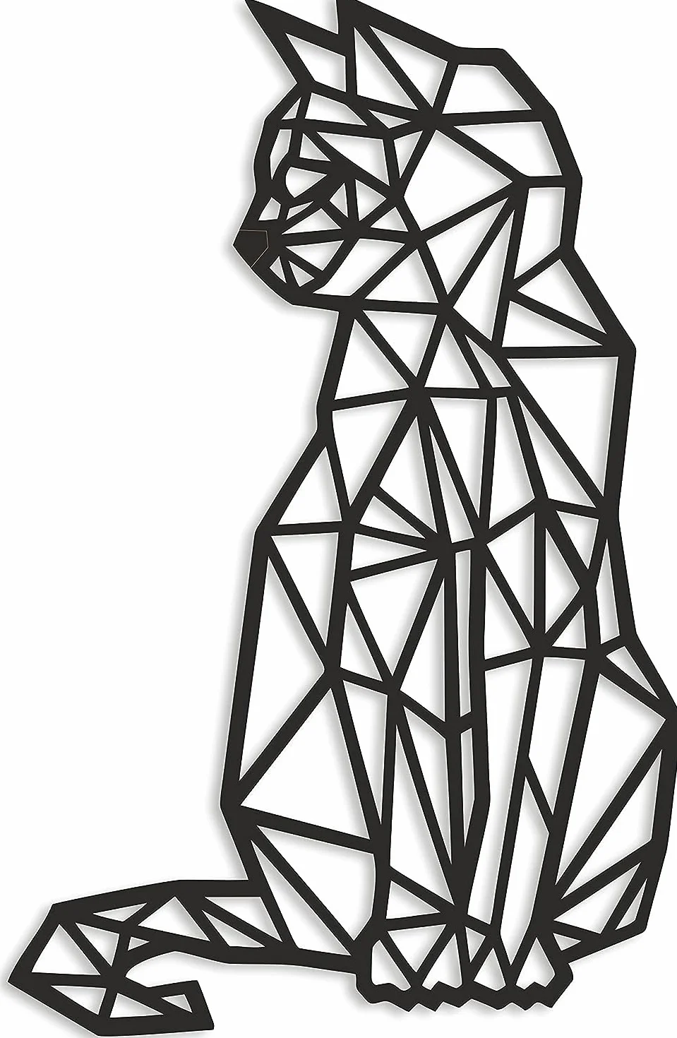 Geometryczny panel: KOT 40x26cm czarny | Dekoracja ścienna z drewna | Wycinanka KOTY | Geometryczne ozdoby wiszące | Wyprodukowano w Polsce