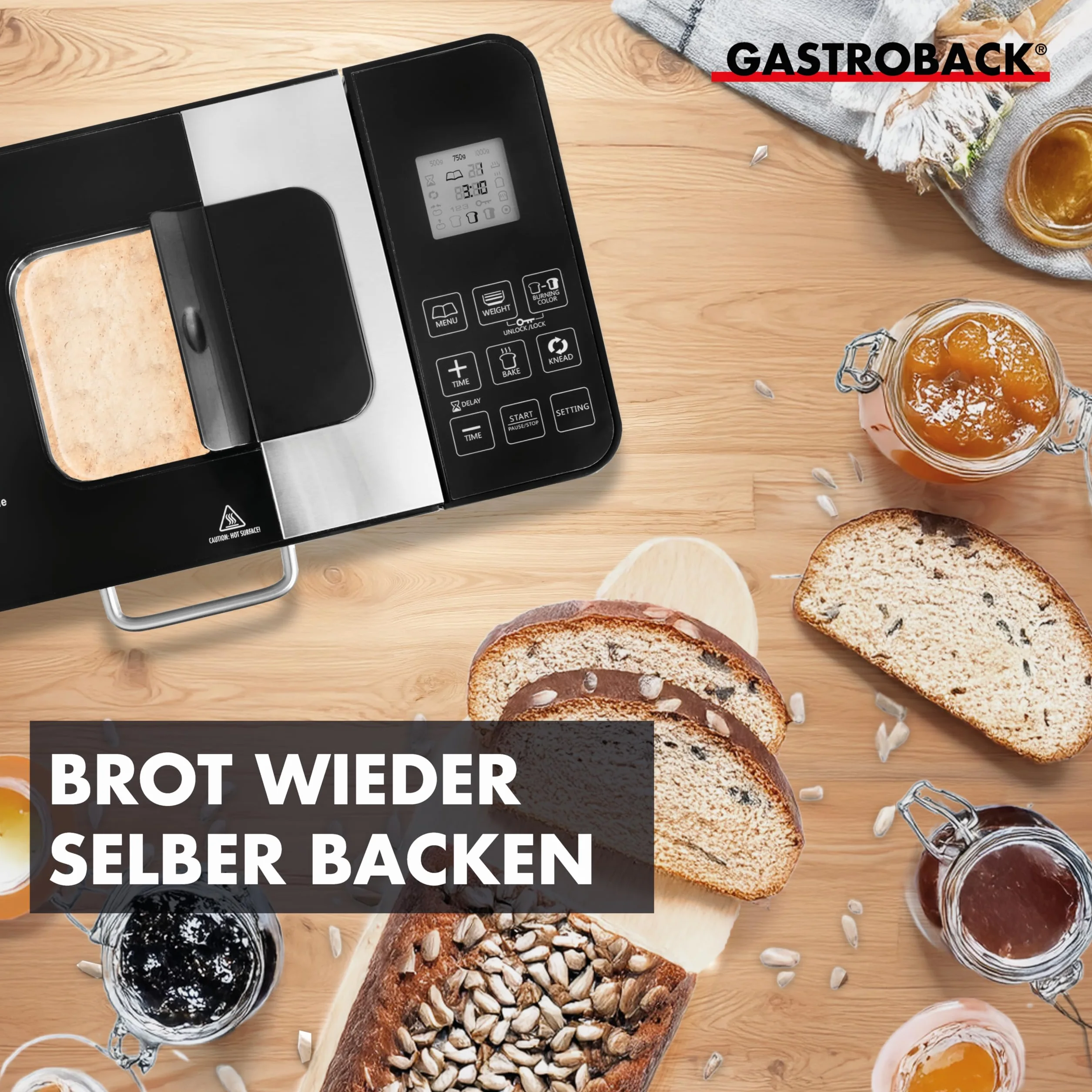 Gastroback Advanced Maszyna do Pieczenia Chleba, Srebrny, ‎34,9 x 22,4 x 29,3 cm; 5,5 kg