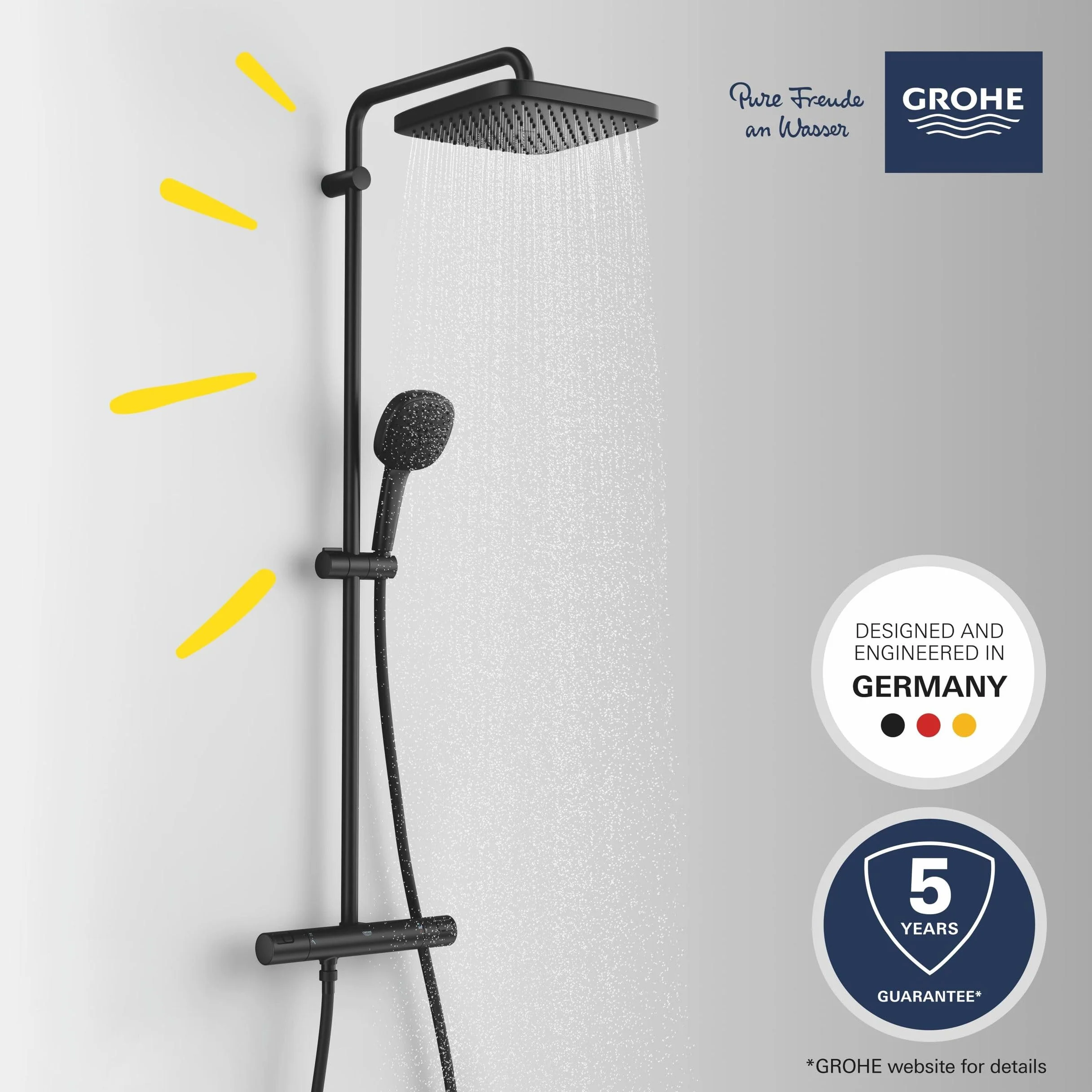 Grohe Vitalio Comfort 250 System Prysznicowy, Czarny, 25 cm