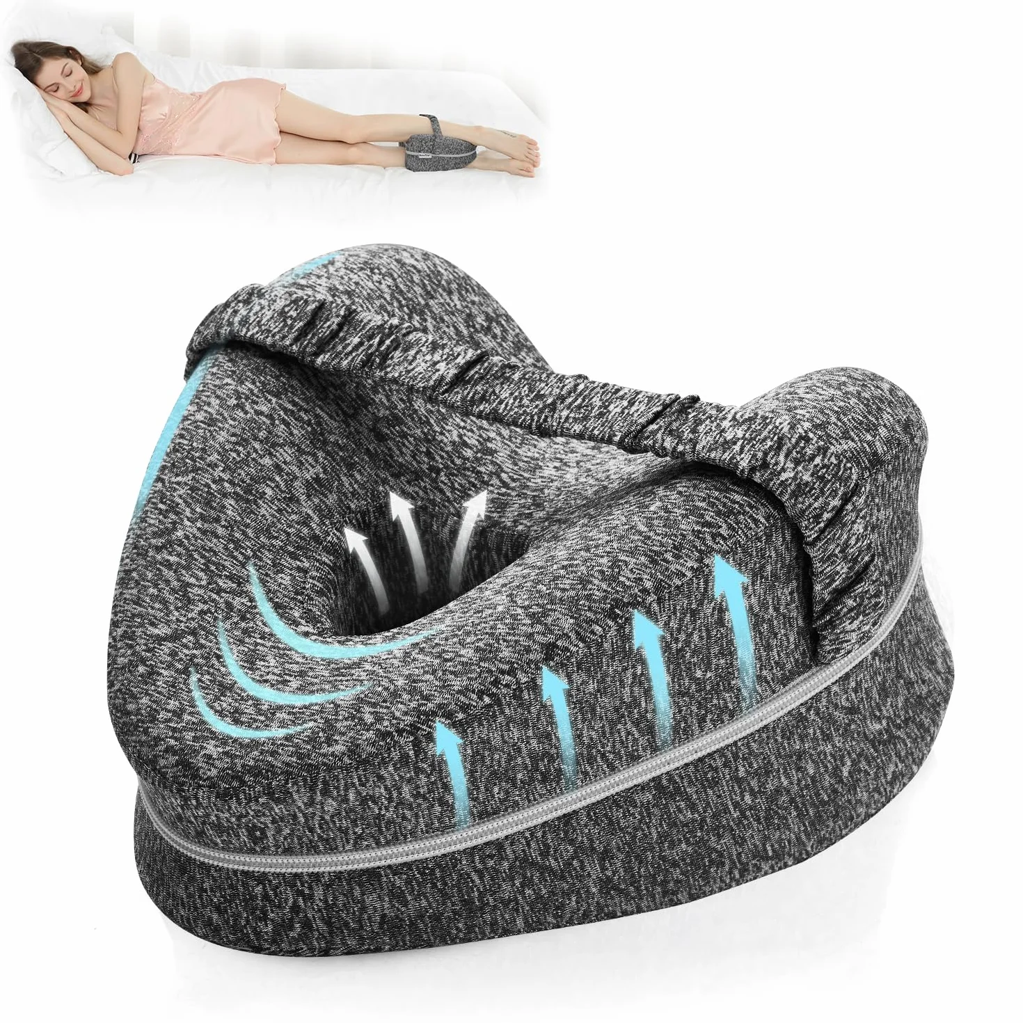 BEAUTRIP Poduszka na nogi | ergonomiczna poduszka dla osób śpiących na boku dla optymalnego podparcia | Poduszka na kolana Memory Foam dla osób śpiących na boku | Poduszka do leżenia ze zdejmowaną i nadającą się do prania poszewką