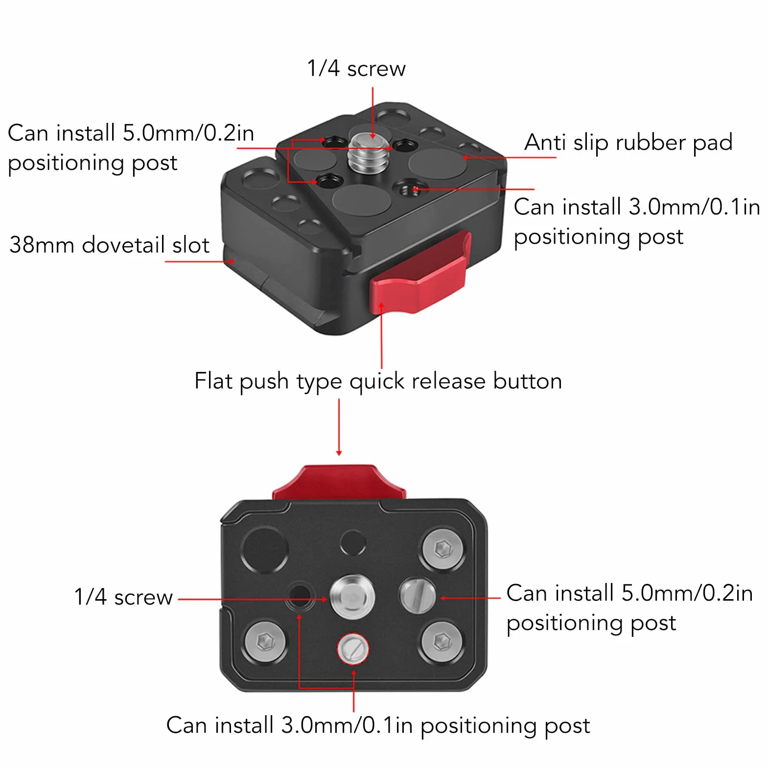 Zespół Zamka Mini V, 38 Mm Szczelina w Kształcie Jaskółczego Ogona Płytka Szybkiego Zwalniania Blokady V z Otworem Pozycjonującym 1/4 Cala, Płytka Blokady V do Podłączania