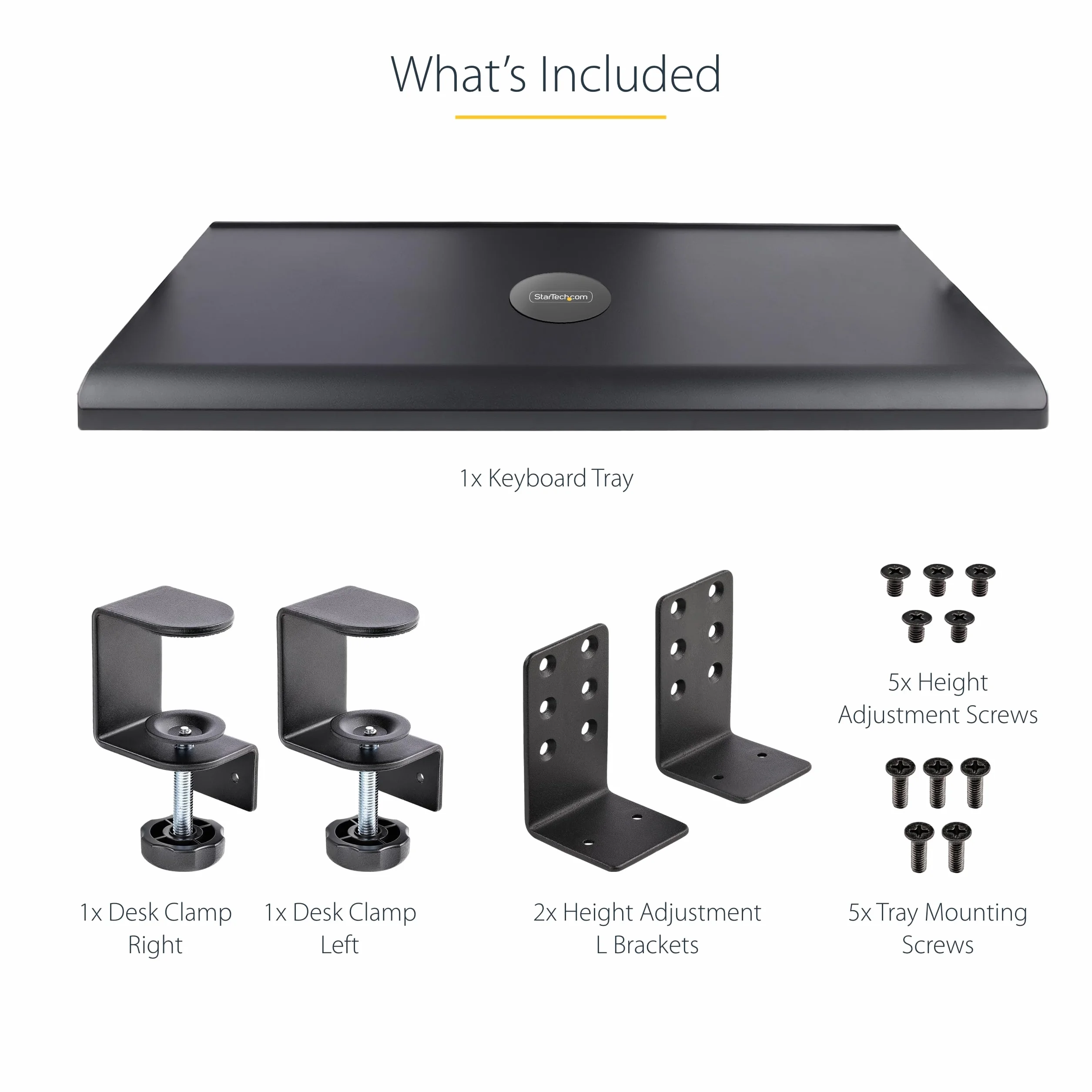 StarTech.com Wysuwana półka pod klawiaturę, uchwyt na klawiaturę z regulacją wysokości, do 12 kg, stolik komputerowy/biurko, wysuwana półka na klawiaturę (KEYBOARD-TRAY-CLAMP1)