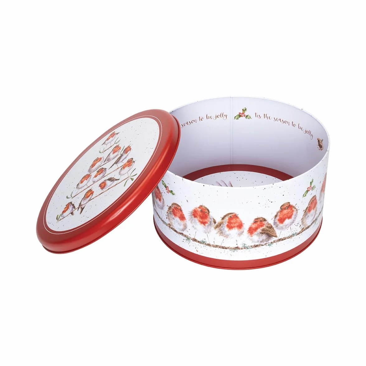 Wrendale Designs Rockin Robins' forma bożonarodzeniowa do rudzika, okrągła puszka