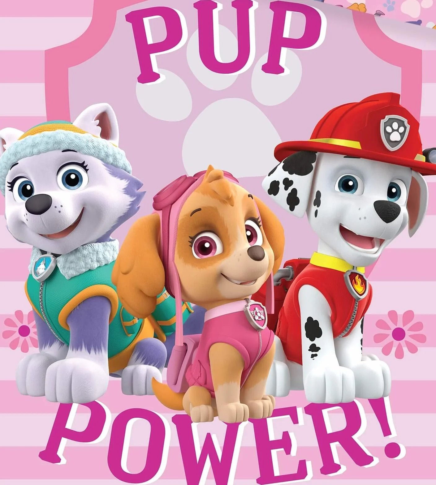 Paw Patrol Pościel bawełniana różowa PUP POWER 40x60 cm 100x135 cm