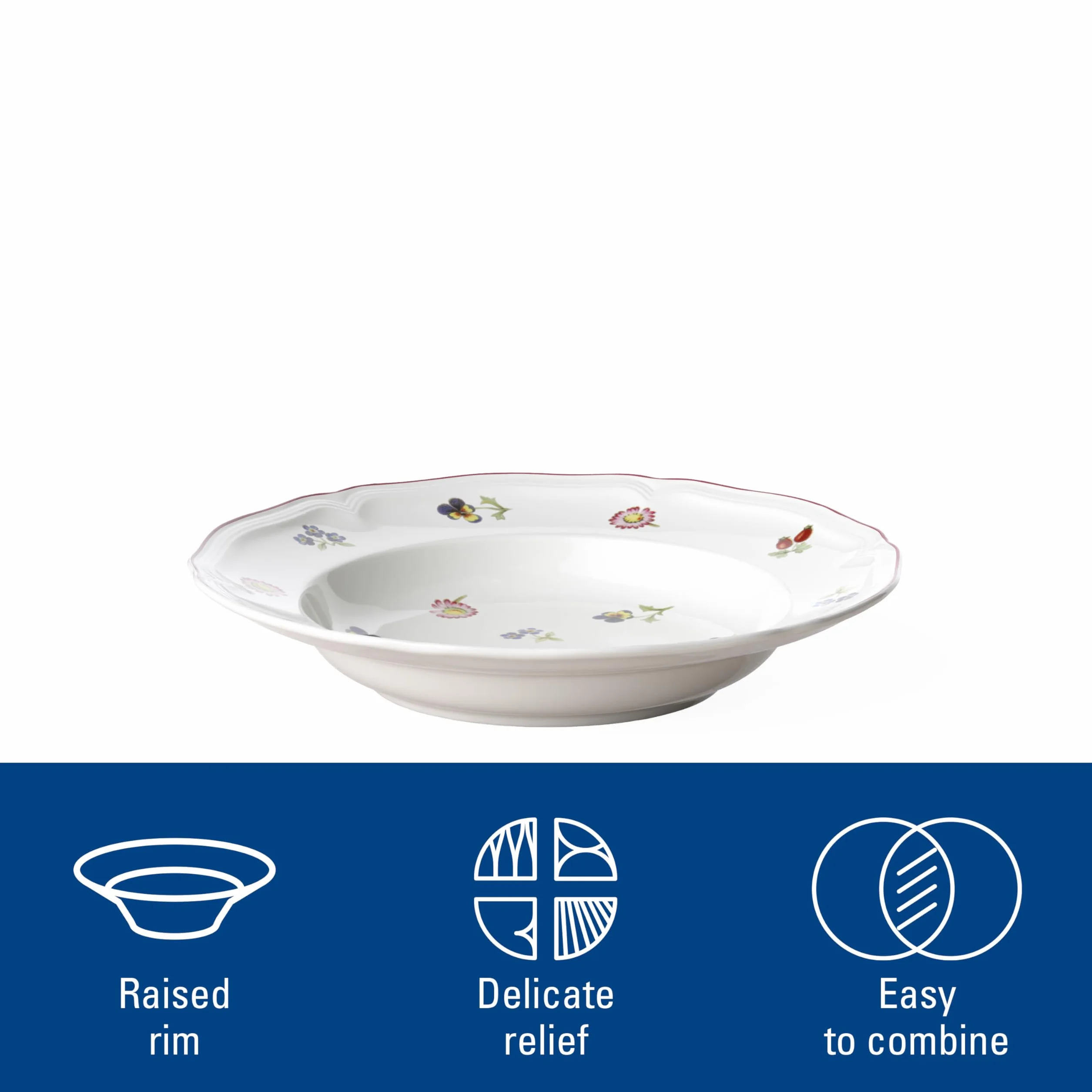 Villeroy & Boch Petite Fleur Talerz do zupy, Porcelana Premium, Biały, 23 cm