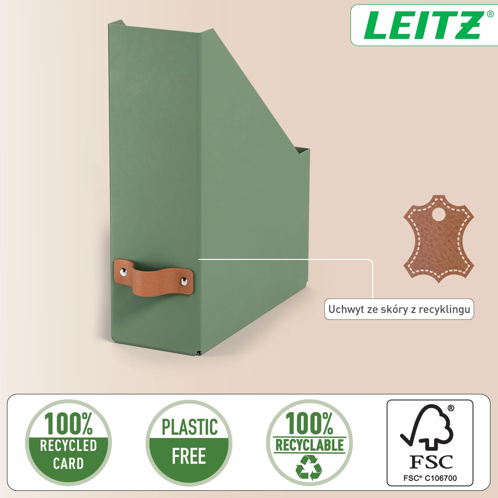 Leitz Puro Organizer na Dokumenty Zestaw 2x Stojak na Gazety A4 900 Arkuszy 10x26x31 cm Jasnozielony