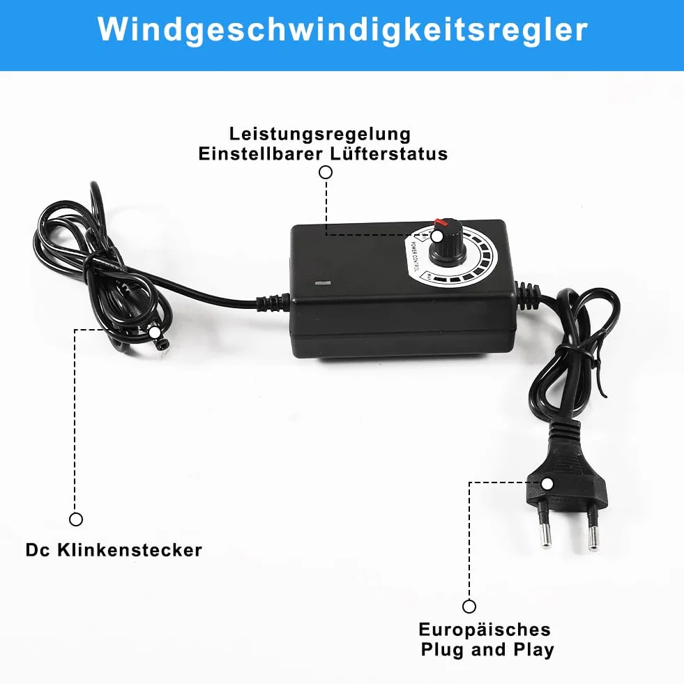 Dmuchawa, wentylator 230 V z regulatorem prędkości obrotowej – wentylator promieniowy AC z regulatorem, dmuchawa turbinowa do urządzeń grzewczych, grilla, grilla, piknik, chłodzenie do