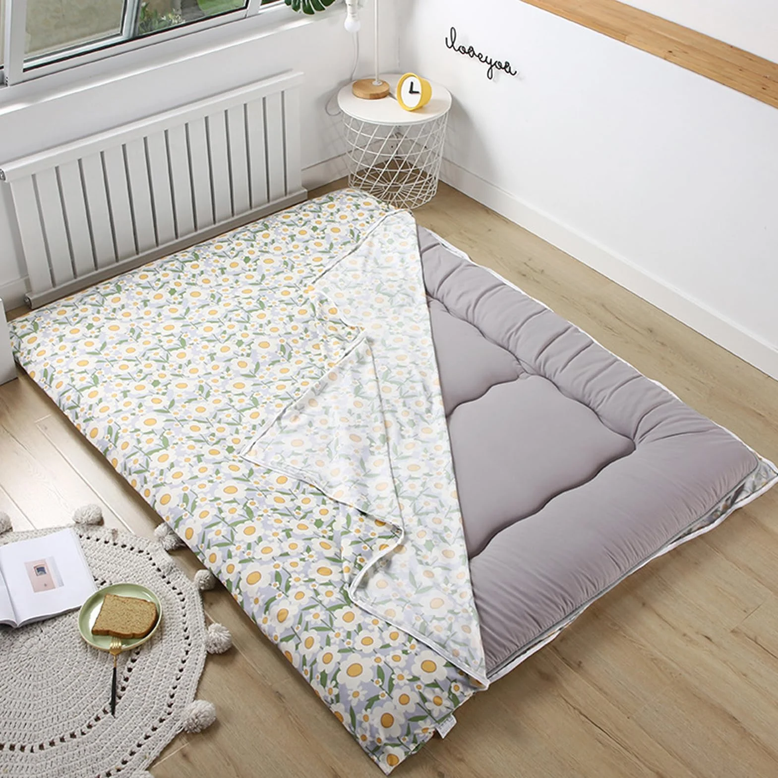 Retro japoński pokrowiec na materac podłogowy, pokrowce na futon z zamkiem błyskawicznym, 100% bawełna miękki pokrowiec na materac tatami, przyjazny dla skóry i można prać w pralce (Rozmiar