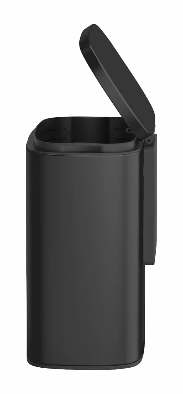 WENKO ścienny kosz na kosmetyki 5 l, kosz na śmieci z pokrywką Easy-Close, wiadro łazienkowe stal lakierowana czarny matowy 21,5x29,5x19 cm