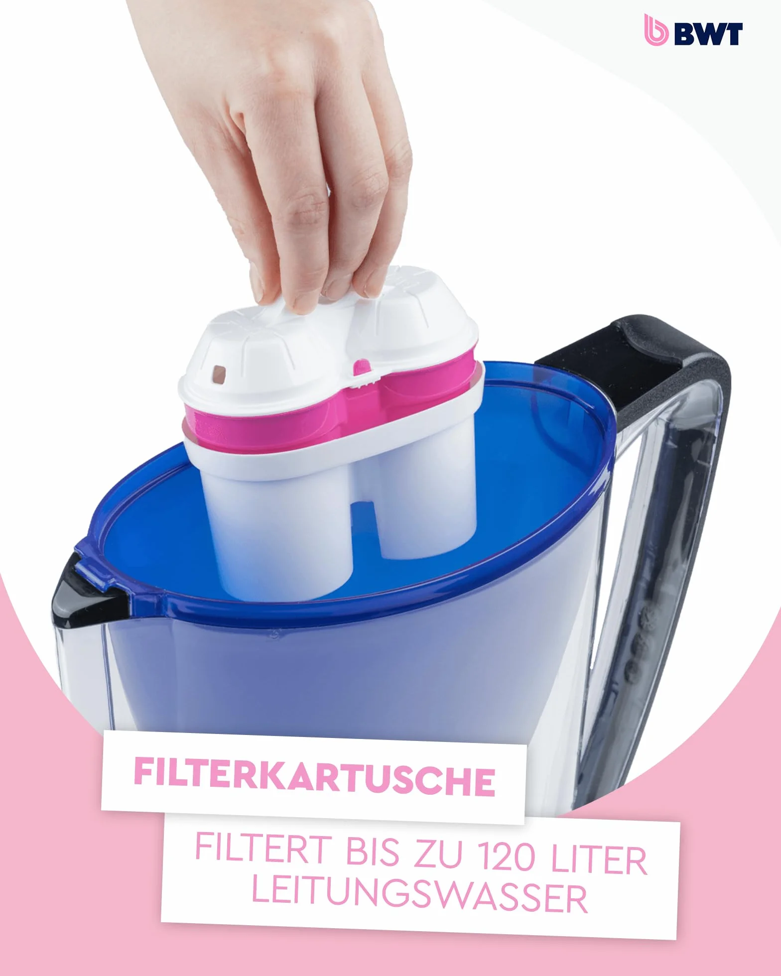 BWT Penguin wraz z filtrem z 1 wkładem filtrującym magnezowym | filtr do wody pitnej | filtruje kamień, chlor, ołów i miedź, dzbanek filtrujący, ciemnoniebieski