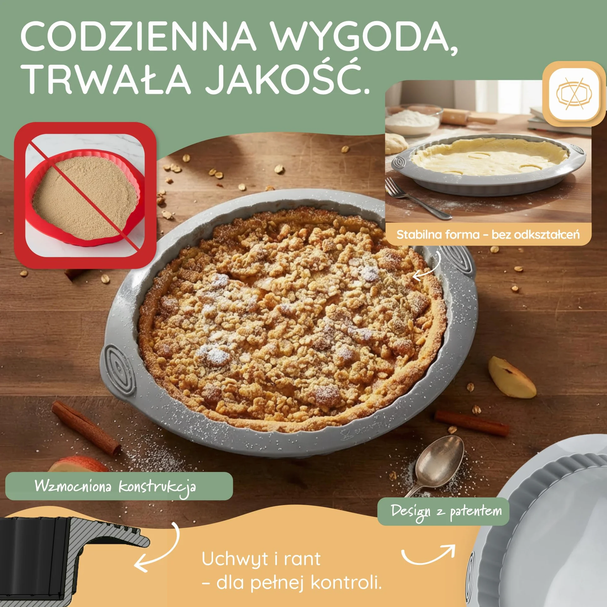 Backefix Silikonowa forma do ciasta owocowego, 28 cm, forma do tarty